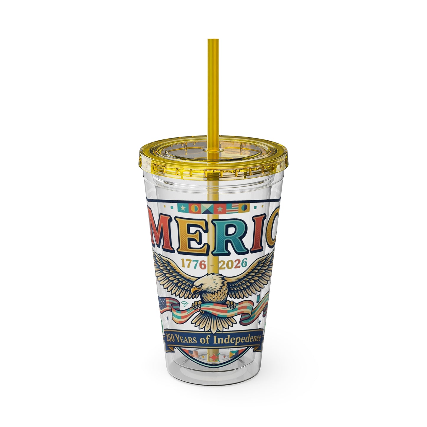 America 250 Years Eagle Tumbler with Straw |  USA 250th ANNIVERSARY Commemorative Drink Cup - Trending Novelties & Gifts