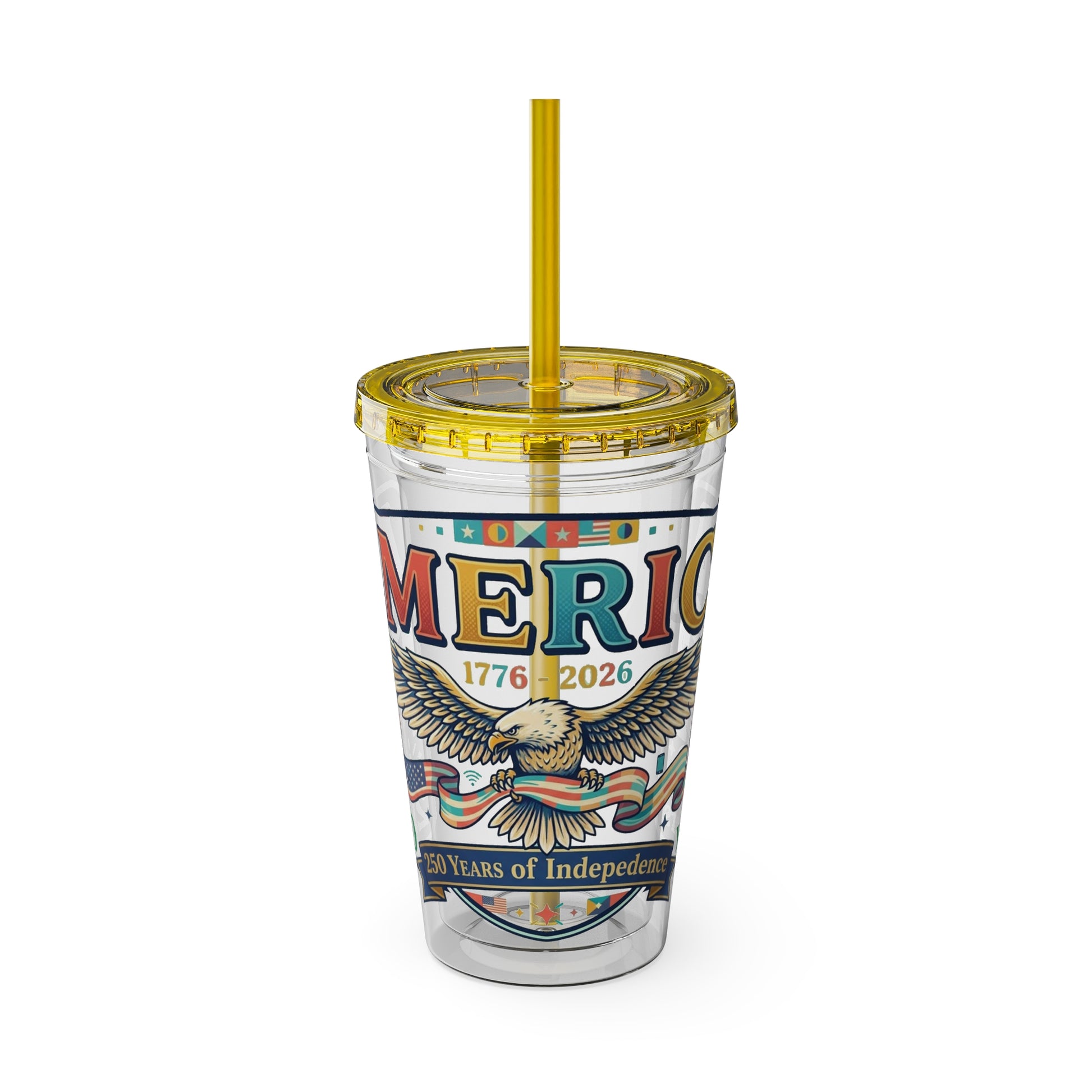 America 250 Years Eagle Tumbler with Straw |  USA 250th ANNIVERSARY Commemorative Drink Cup - Trending Novelties & Gifts