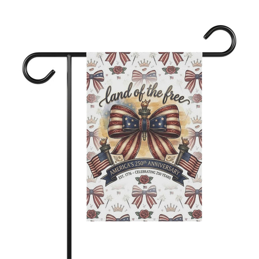Patriotic 'Land of the Free' Garden Flag – USA 250th Anniversary Banner - Trending Novelties & Gifts