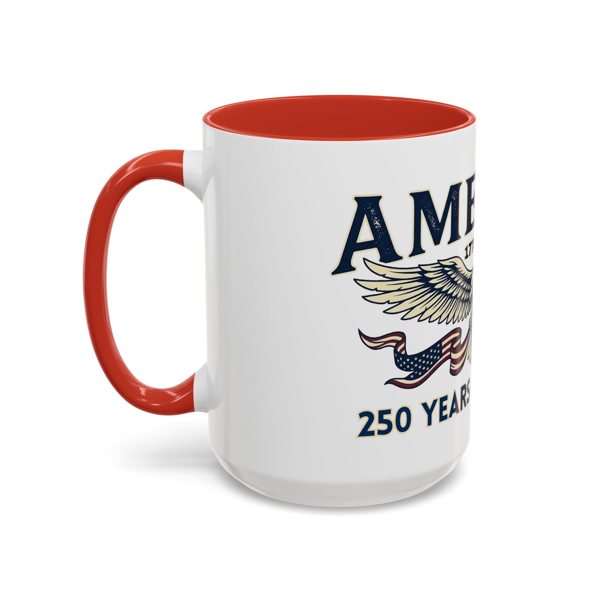 USA 250th ANNIVERSARY Accent Mug  | America  Eagle Coffee Mug — 250 Years of Freedom Accent Mug (11/15oz) - Trending Novelties & Gifts
