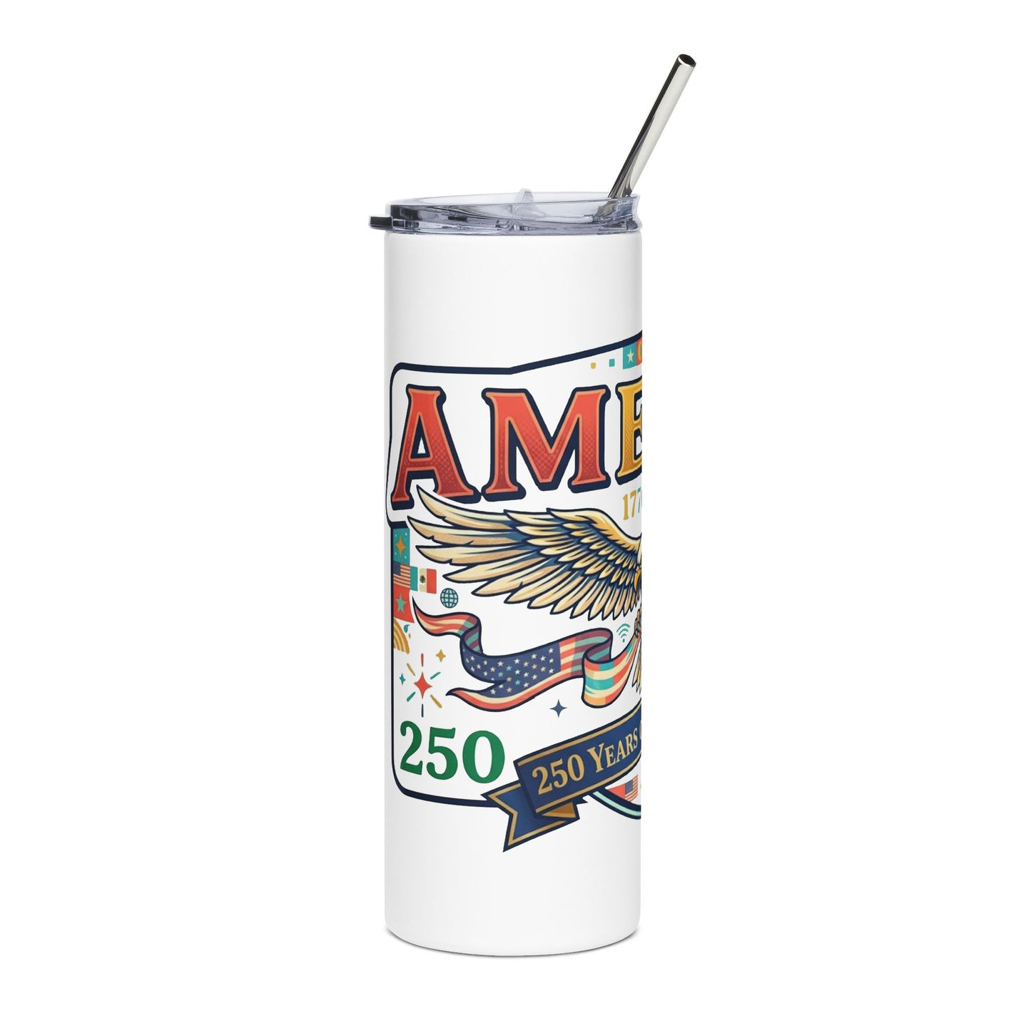 USA 250th ANNIVERSARY Patriotic 20oz Stainless Tumbler — "America 250 Years" Eagle Travel Tumbler - Trending Novelties & Gifts