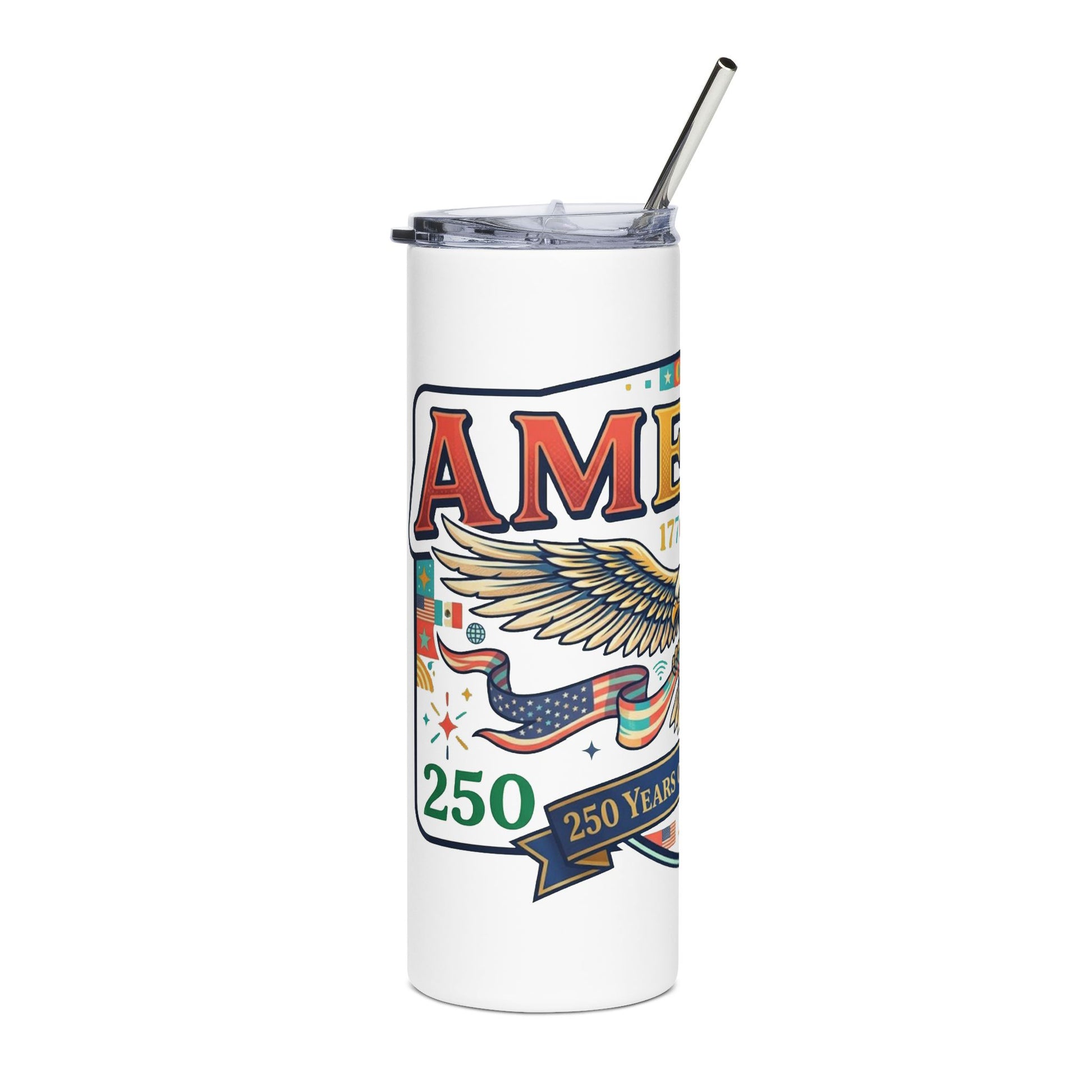 USA 250th ANNIVERSARY Patriotic 20oz Stainless Tumbler — "America 250 Years" Eagle Travel Tumbler - Trending Novelties & Gifts
