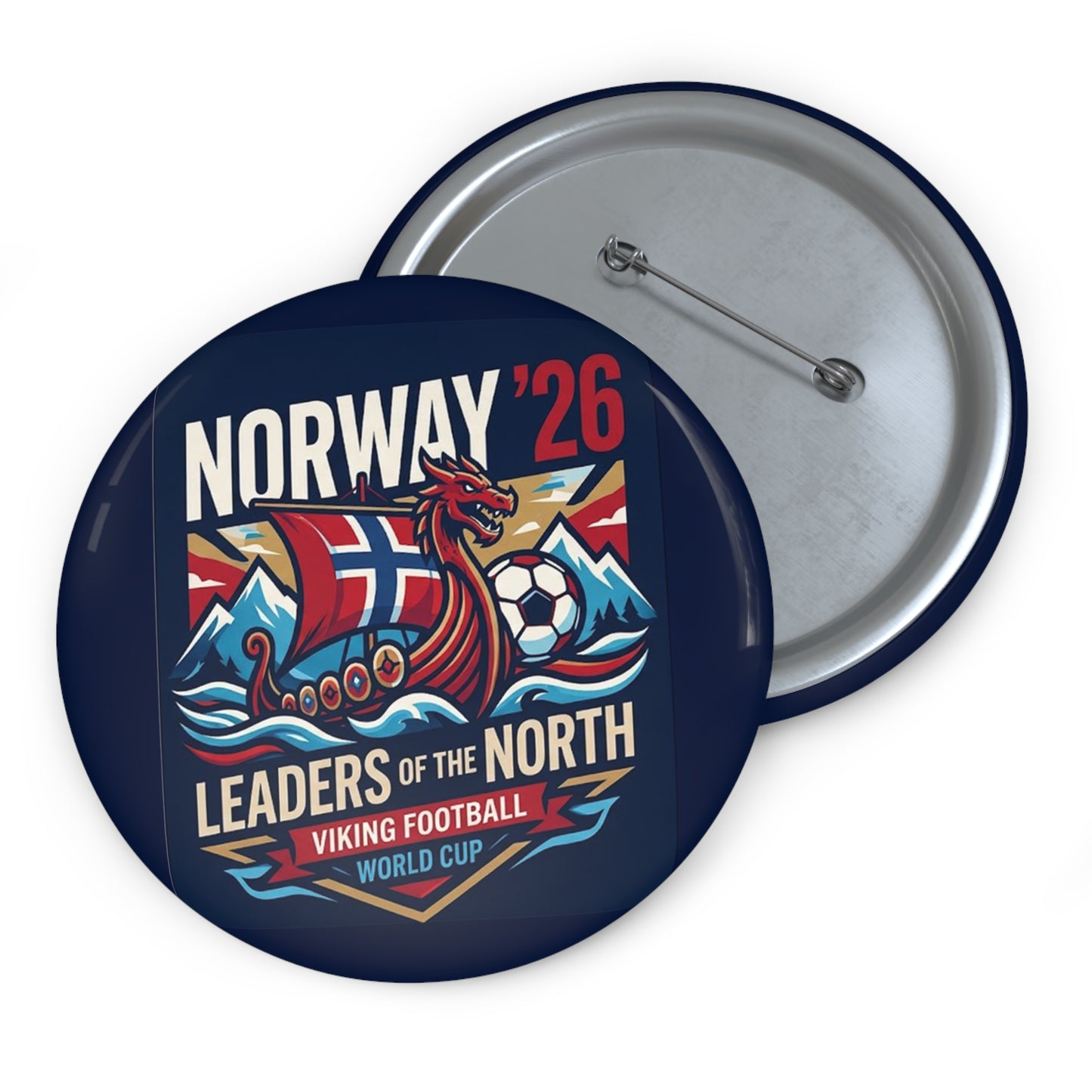 Norway Viking Football Pin Button — "Leaders of the North" Soccer Badge