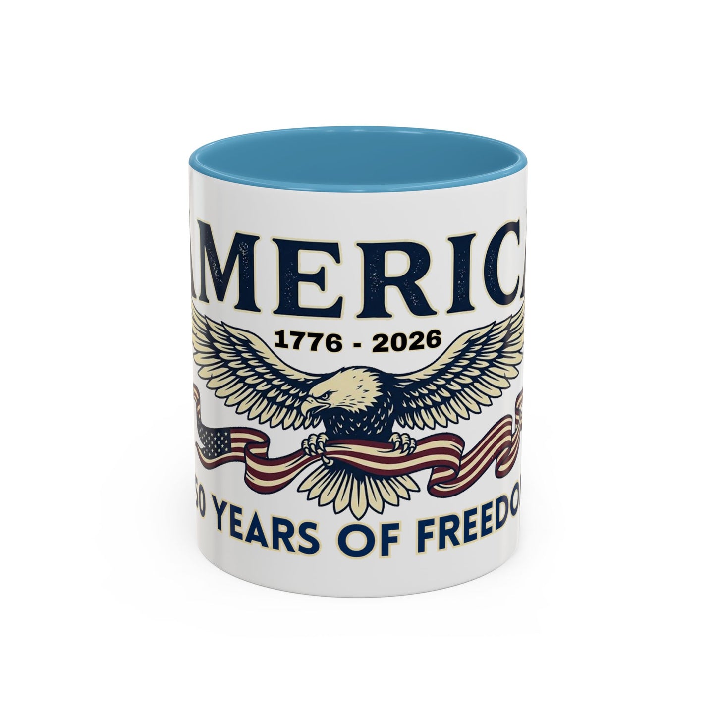 USA 250th ANNIVERSARY Accent Mug  | America  Eagle Coffee Mug — 250 Years of Freedom Accent Mug (11/15oz) - Trending Novelties & Gifts