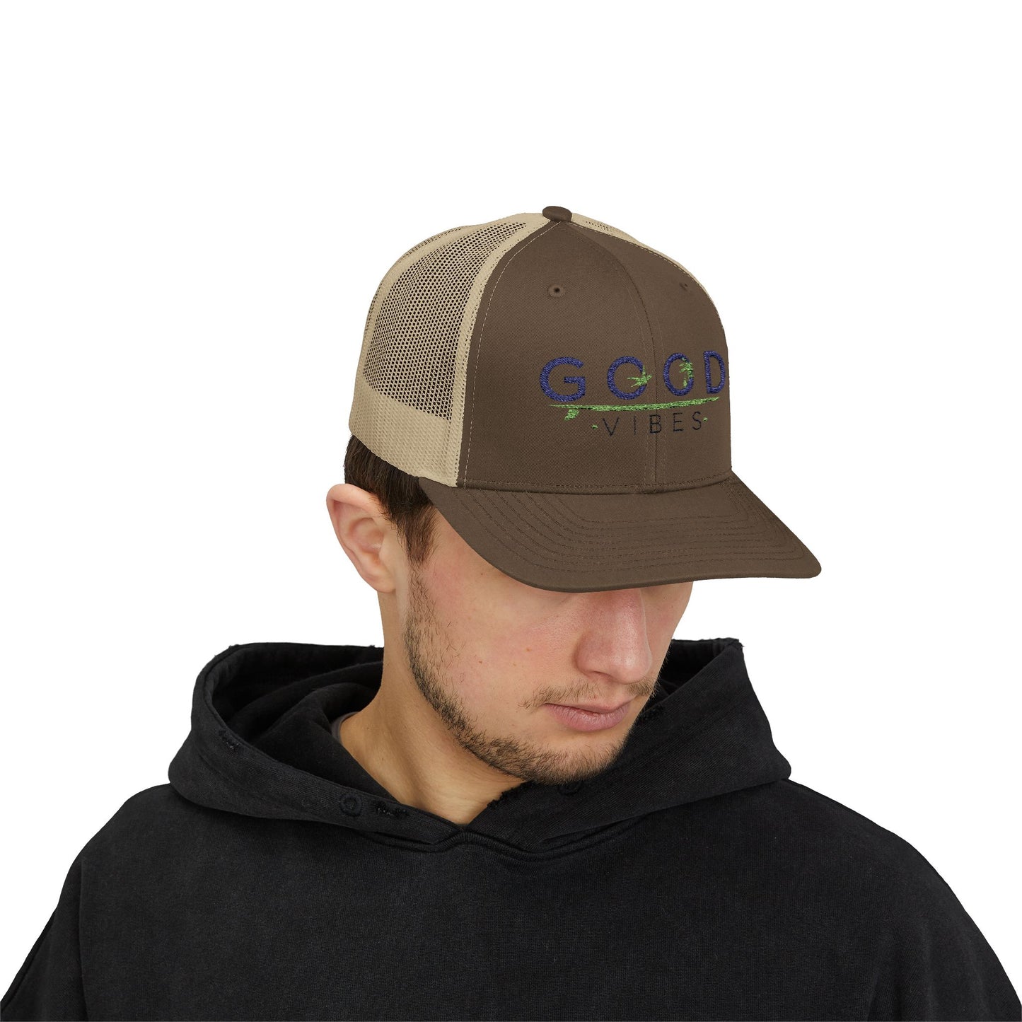 Good Vibes Trucker Cap - Summer Colorful Embroidered Snapback Cap - Trending Novelties & Gifts