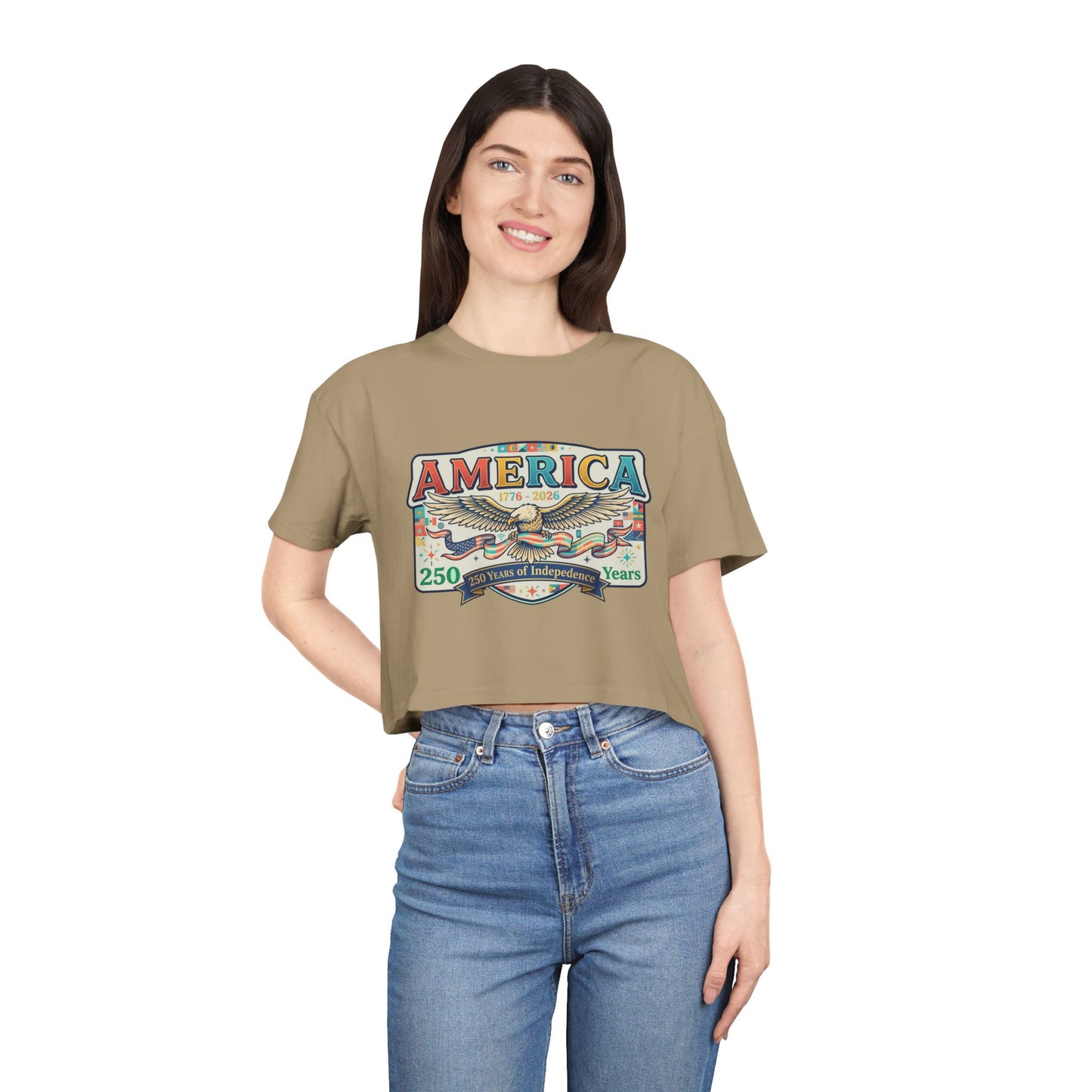 USA 250th ANNIVERSARY America Eagle  Women's Crop Tee | Patriotic 250 Years Independence Women's Crop Tee - Trending Novelties & Gifts