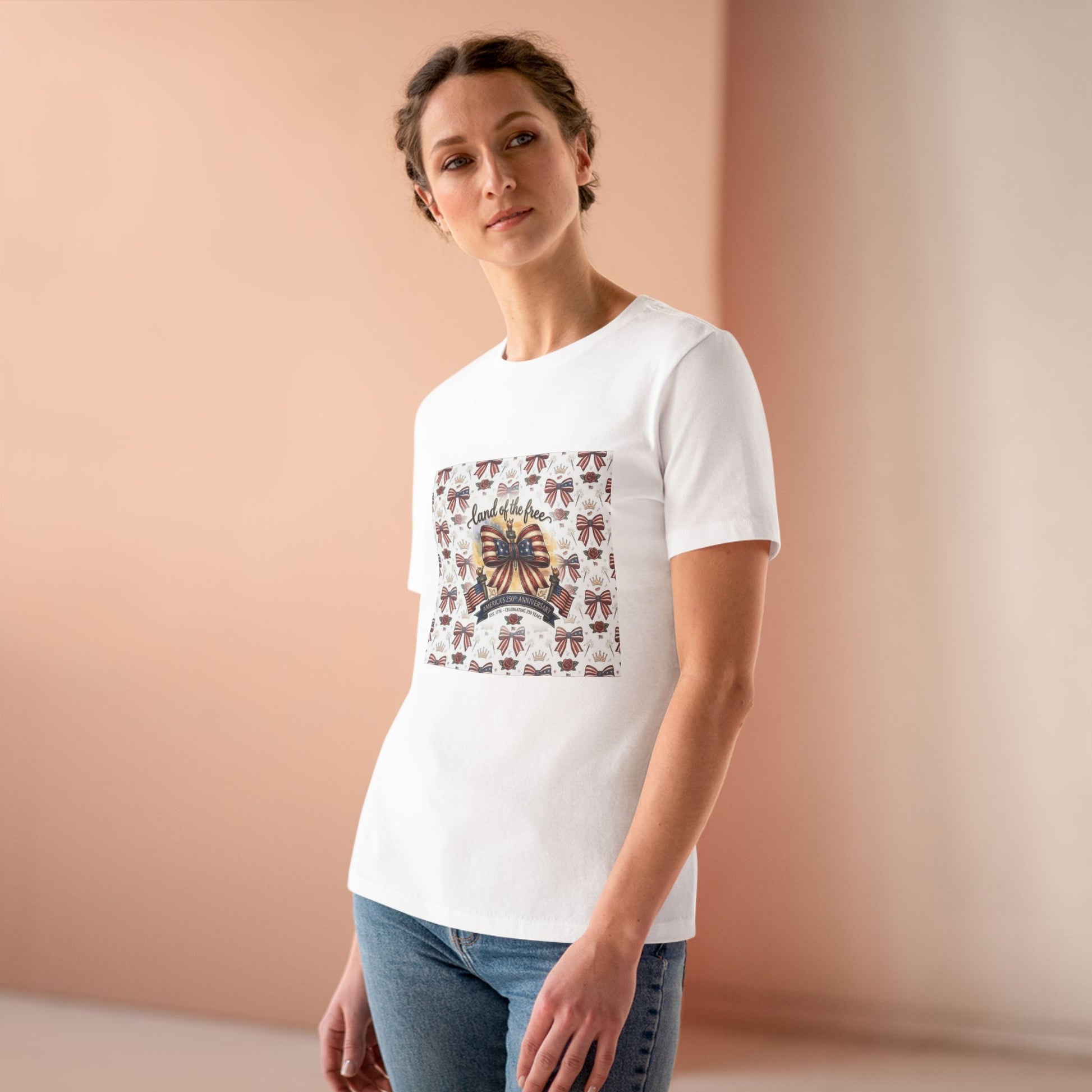 USA 250th Anniversary Patriotic Bow Women's Tee - Trending Novelties & Gifts