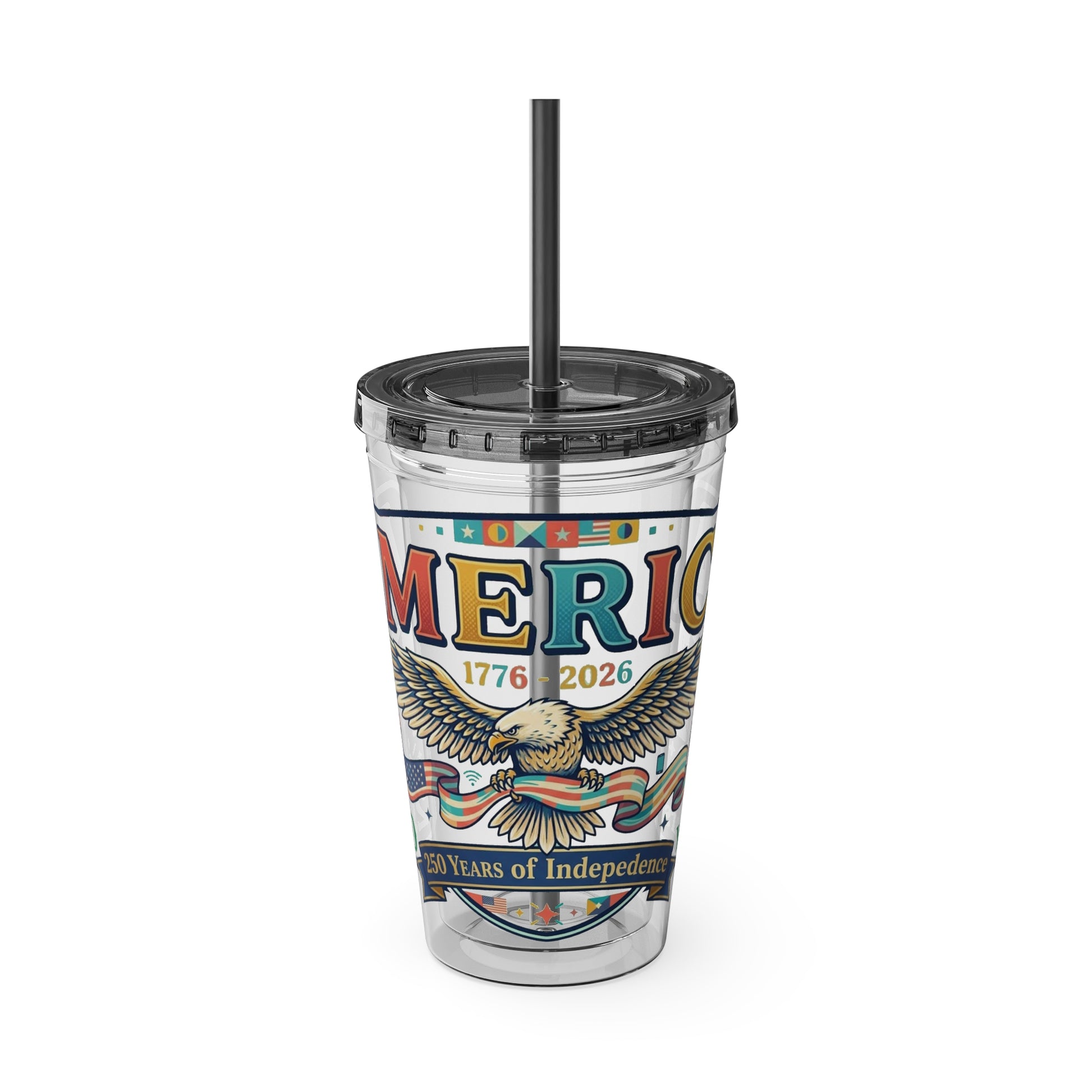 America 250 Years Eagle Tumbler with Straw |  USA 250th ANNIVERSARY Commemorative Drink Cup - Trending Novelties & Gifts