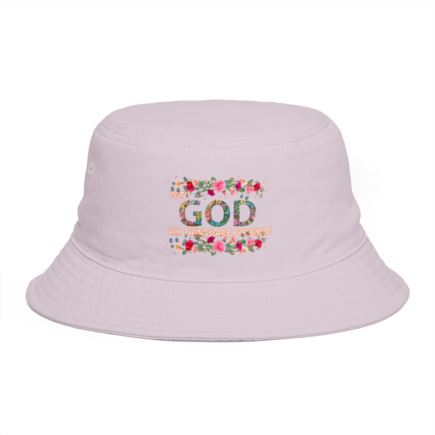 Floral Bucket Hat - With GOD all things are possible. Summer Hat - Trending Novelties & Gifts