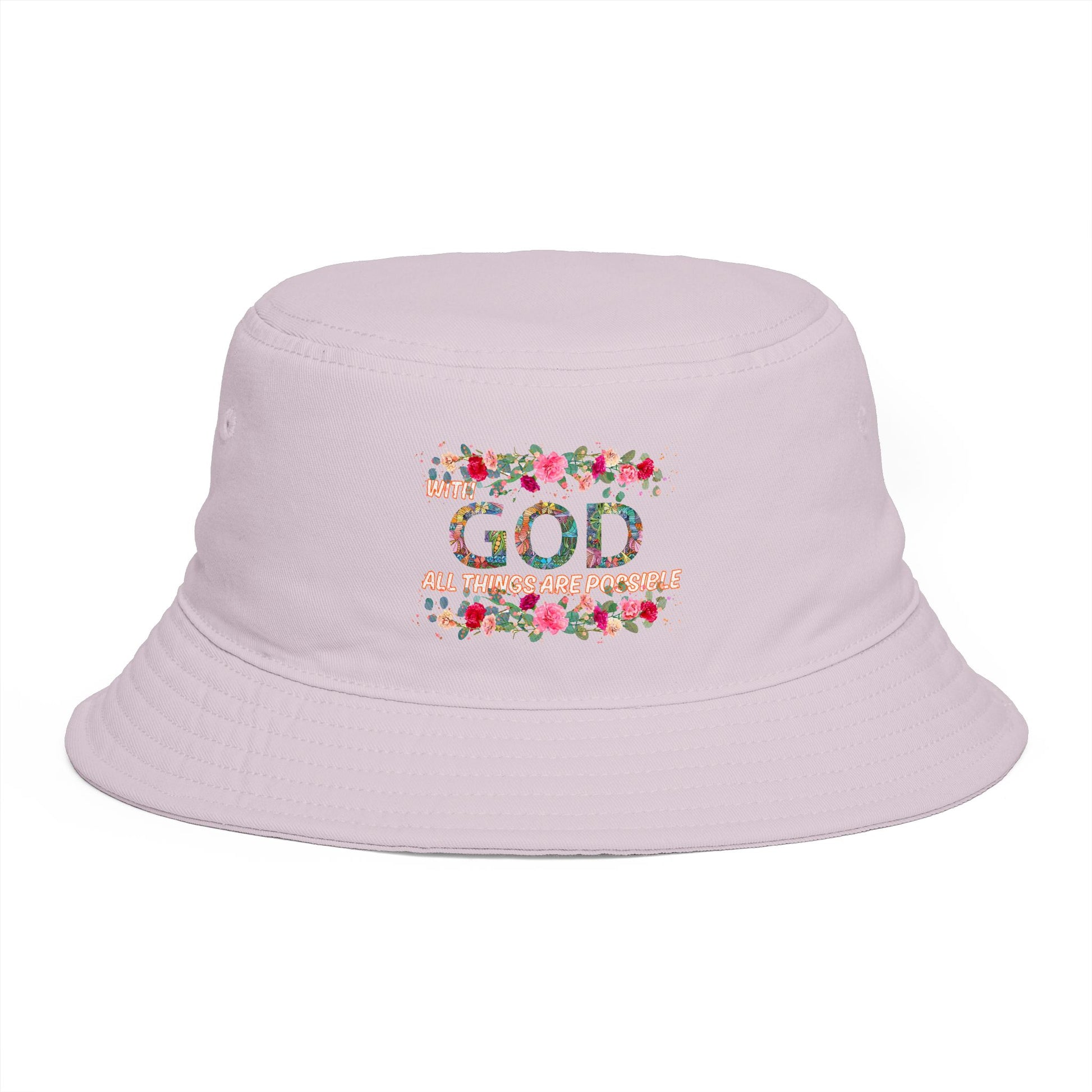 Floral Bucket Hat - With GOD all things are possible. Summer Hat - Trending Novelties & Gifts