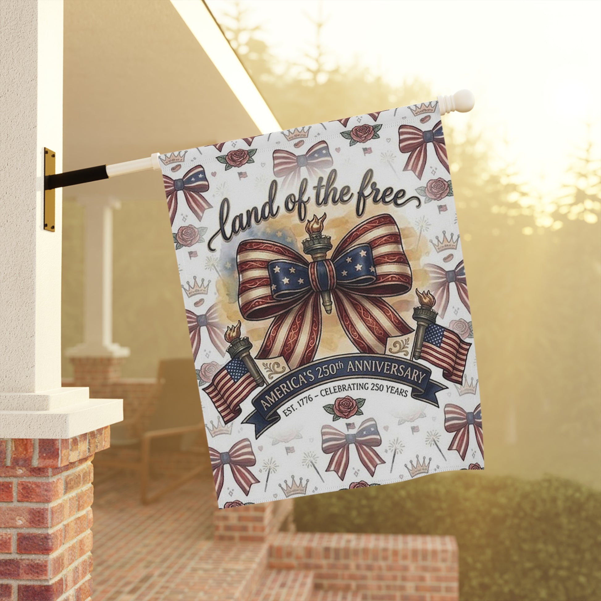 Patriotic 'Land of the Free' Garden Flag – USA 250th Anniversary Banner - Trending Novelties & Gifts