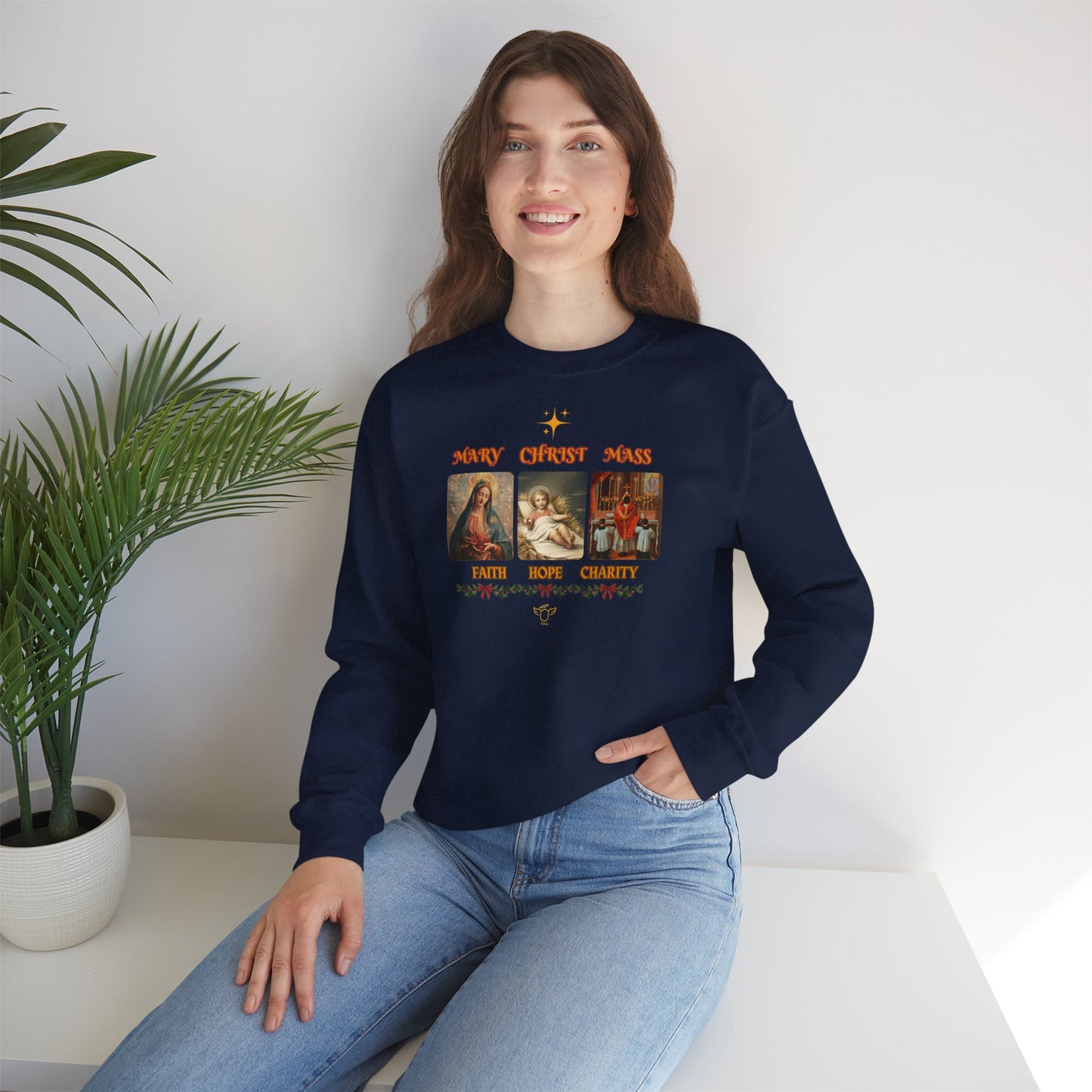 Christmas Crewneck Sweatshirt - Catholic Holiday Design (CT)