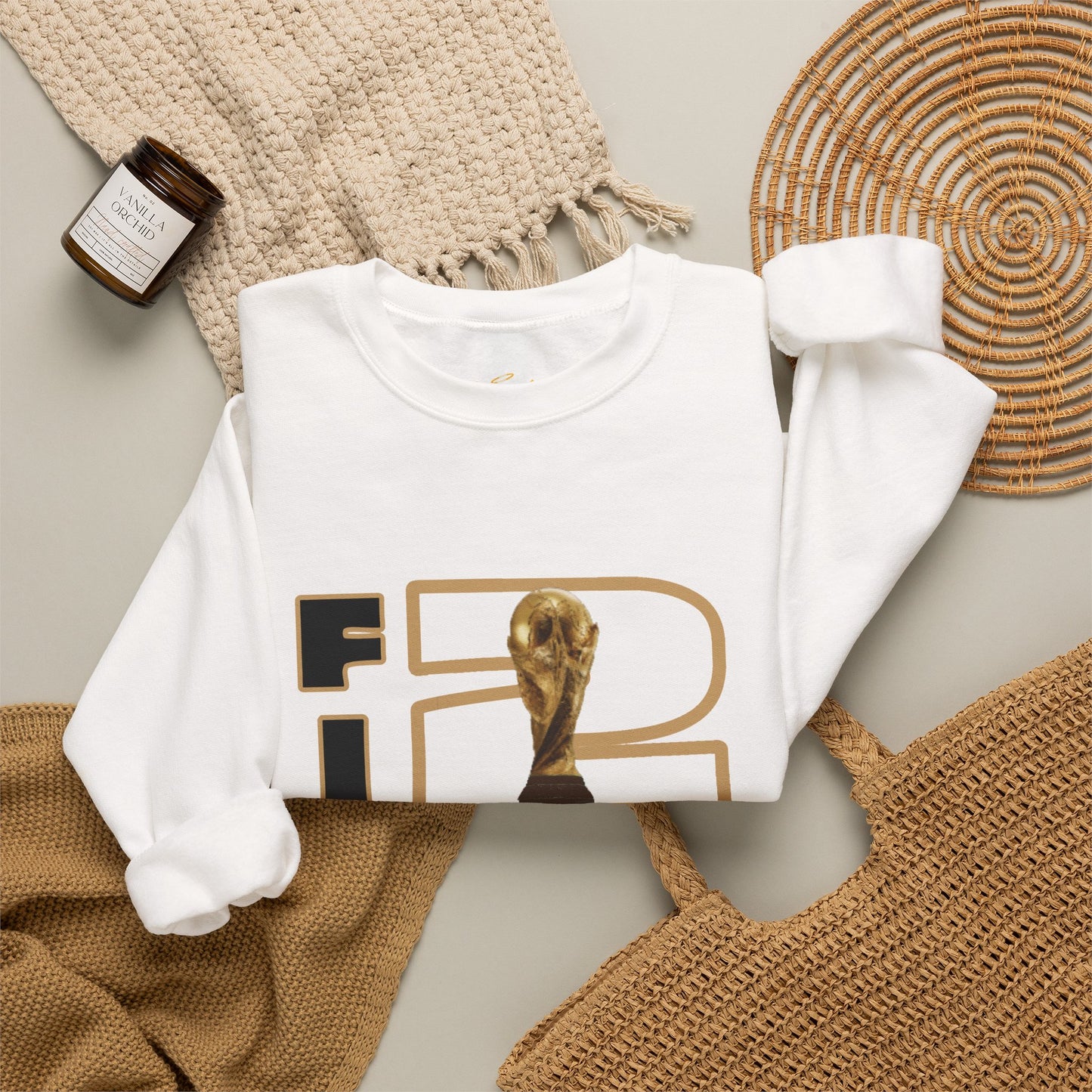 FIFA World Cup 2026 Crewneck Sweatshirt — Gold Trophy & Soccer Ball Design