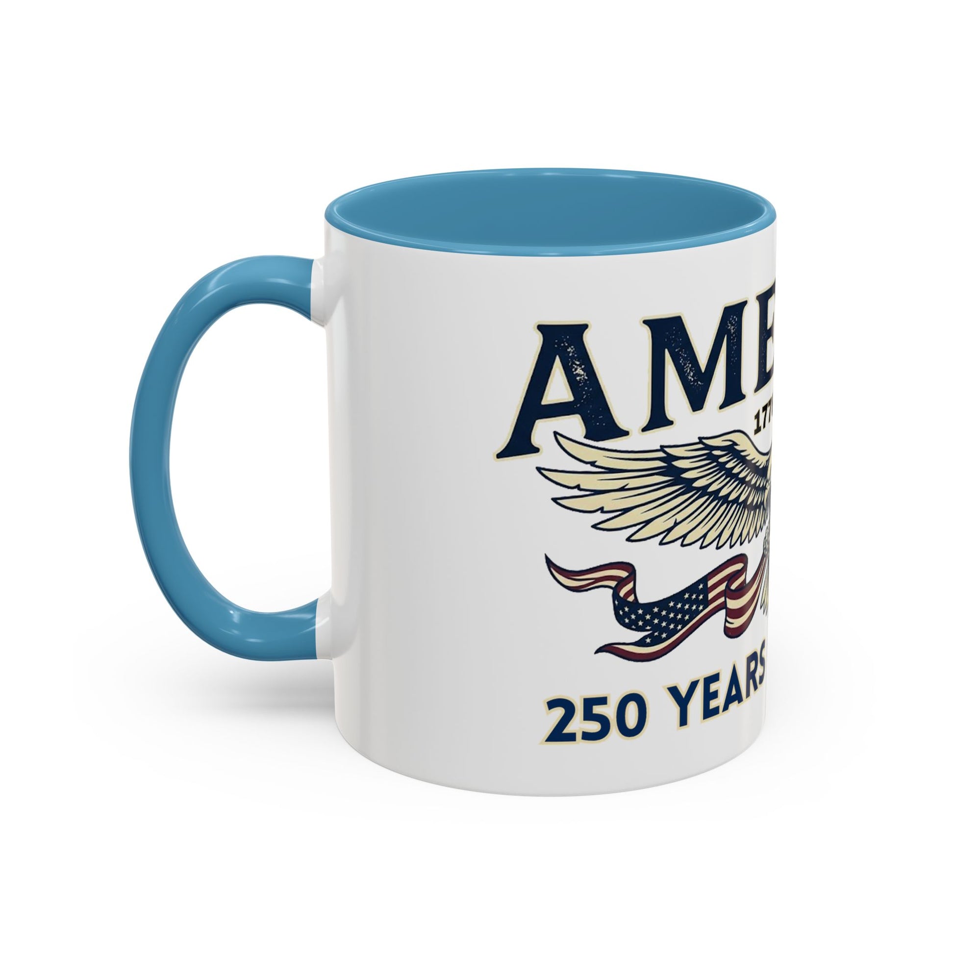 USA 250th ANNIVERSARY Accent Mug  | America  Eagle Coffee Mug — 250 Years of Freedom Accent Mug (11/15oz) - Trending Novelties & Gifts