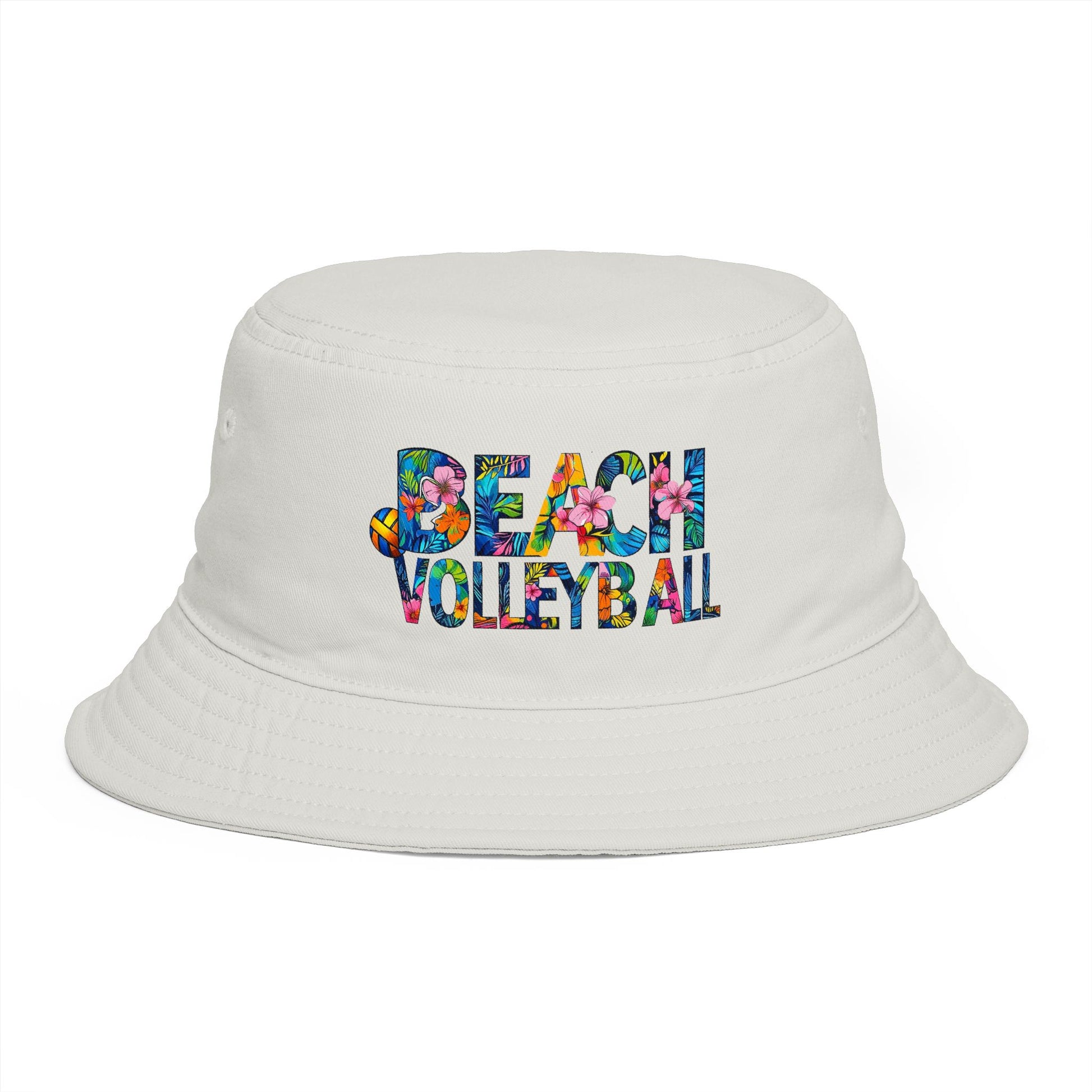 Beach Volleyball Bucket Hat — Floral Graphic Summer Hat for Players & Fans - Trending Novelties & Gifts