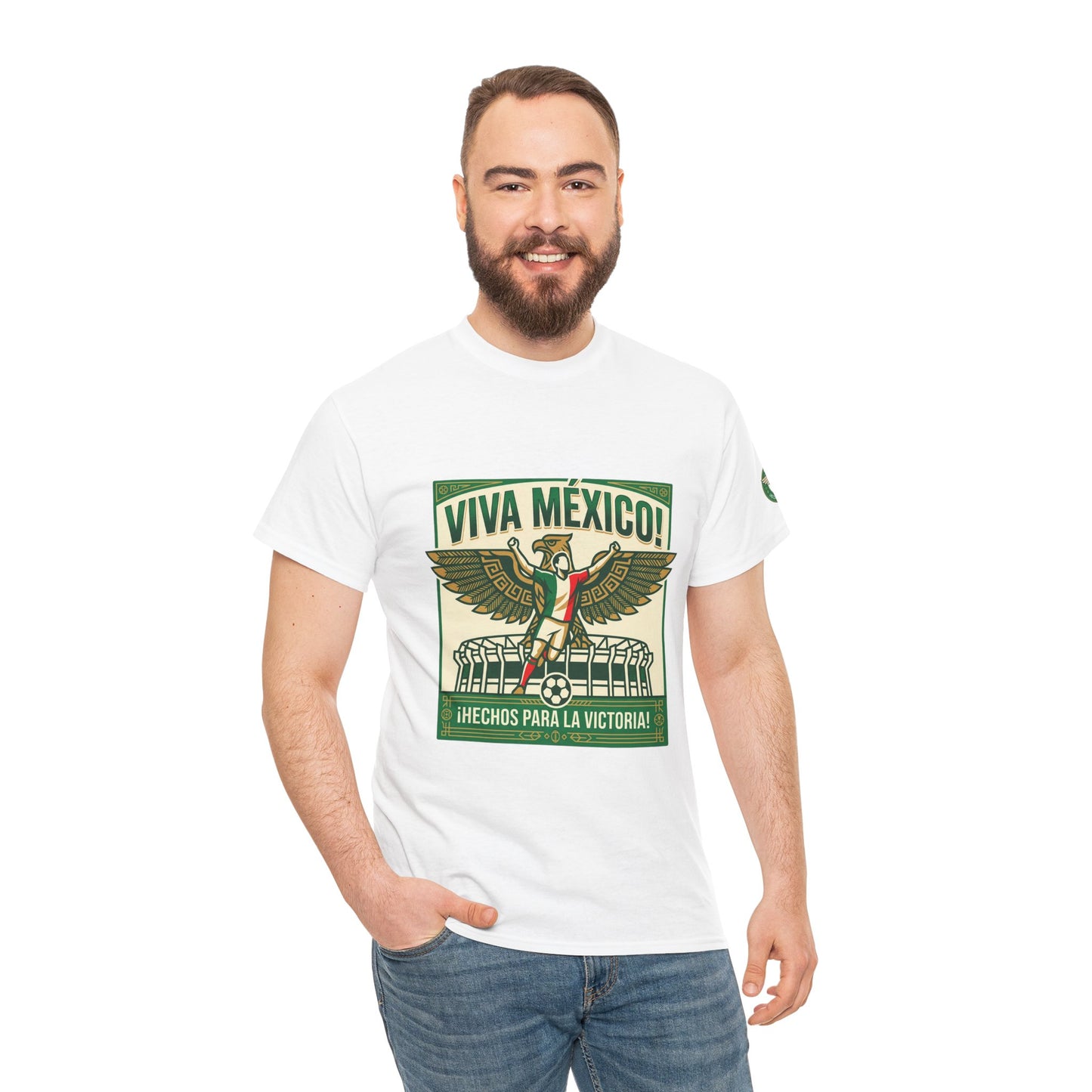Viva México Soccer Tee — Patriotic Mexican Eagle Design (Hechos Para la Victoria)