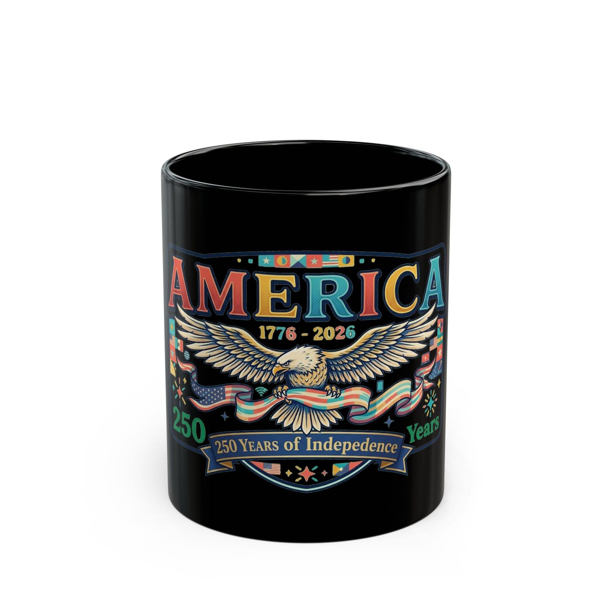 USA 250th ANNIVERSARY Eagle Black Mug | America 250th Anniversary Patriotic Coffee Cup - Trending Novelties & Gifts