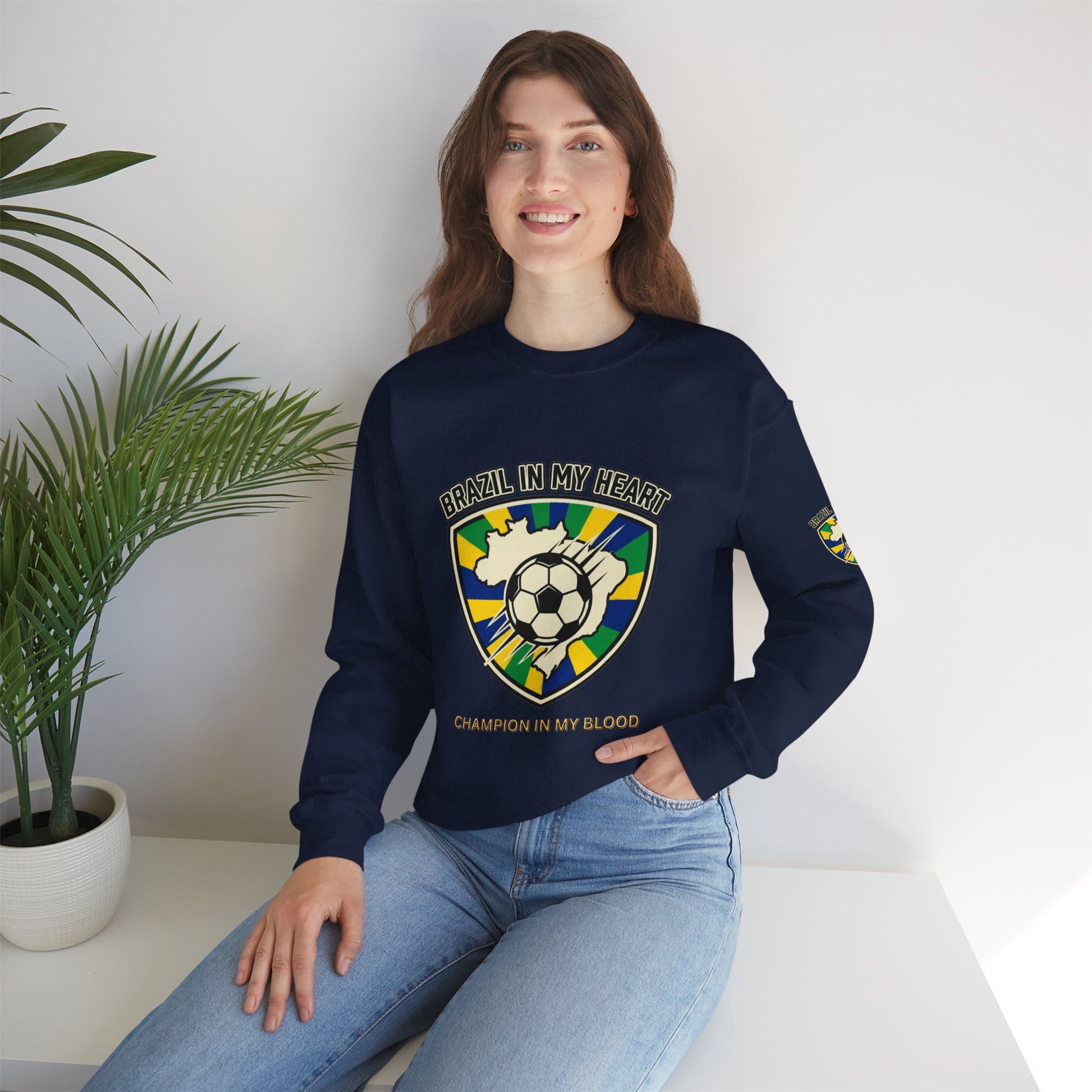 Brazil In My Heart Soccer Sweatshirt | Brazil fans world cup Soccer 2026 Sweatshirt - Trending Novelties & Gifts
