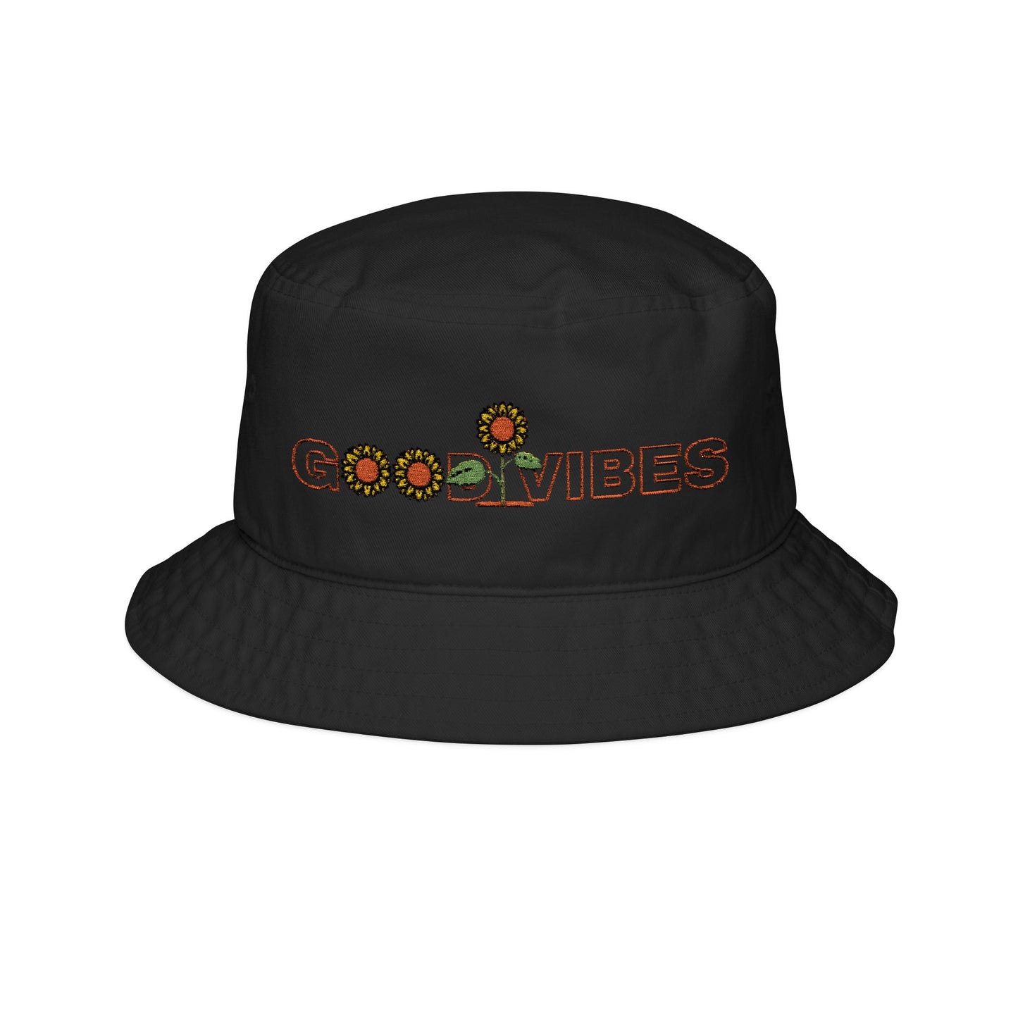 Good Vibes Embroidered Bucket Hat — Sunflower Motif Summer Hat - Trending Novelties & Gifts