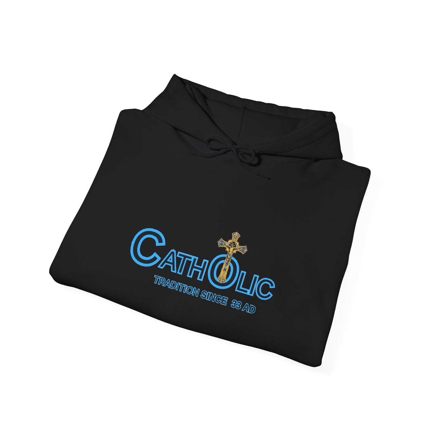 Catholic Hoodie - "Catholic: Tradition Since 33 AD" Pullover with Cross Accent (CT)