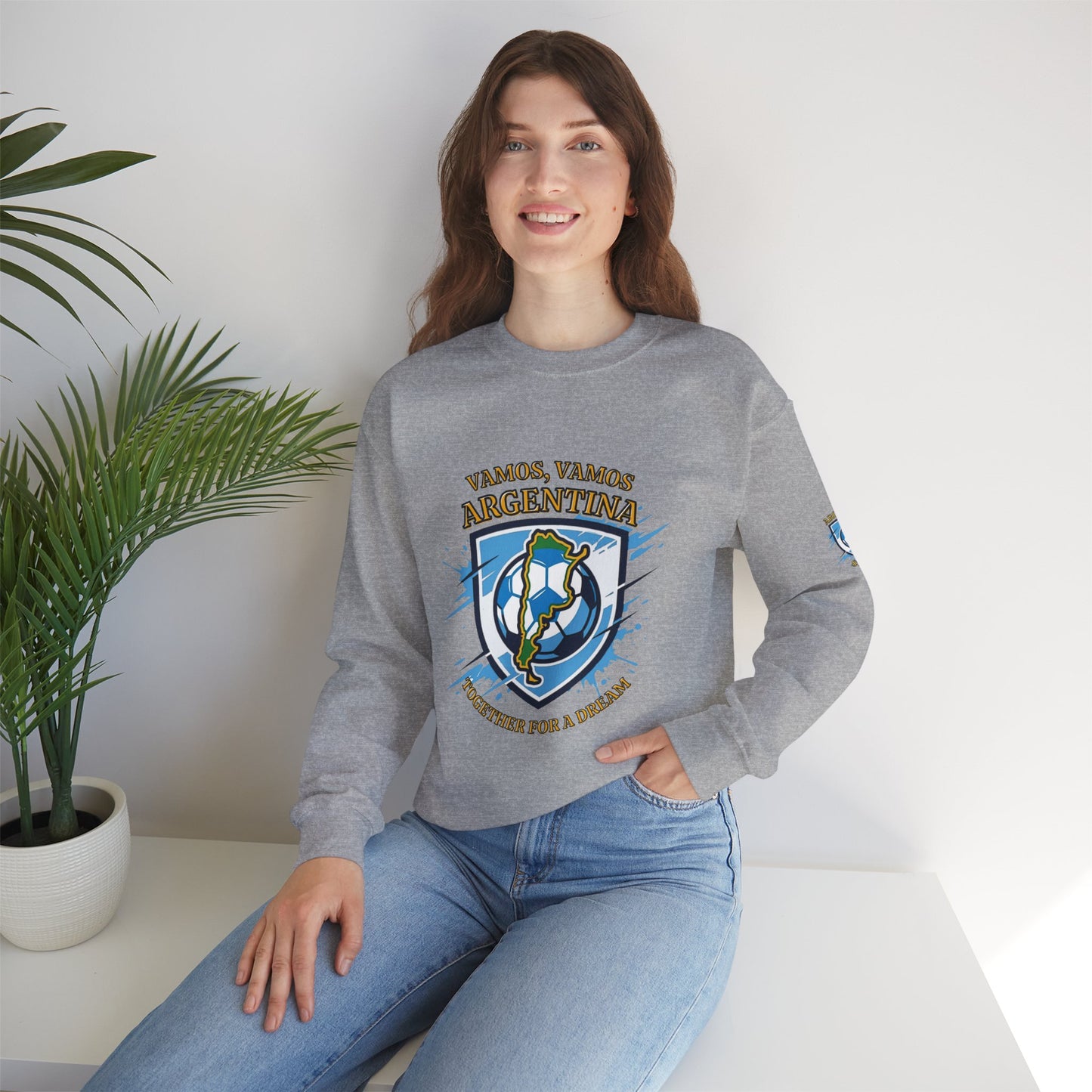 Argentina Soccer Crewneck Sweatshirt – "Vamos, Vamos Argentina" Football Fan Pullover - Trending Novelties & Gifts