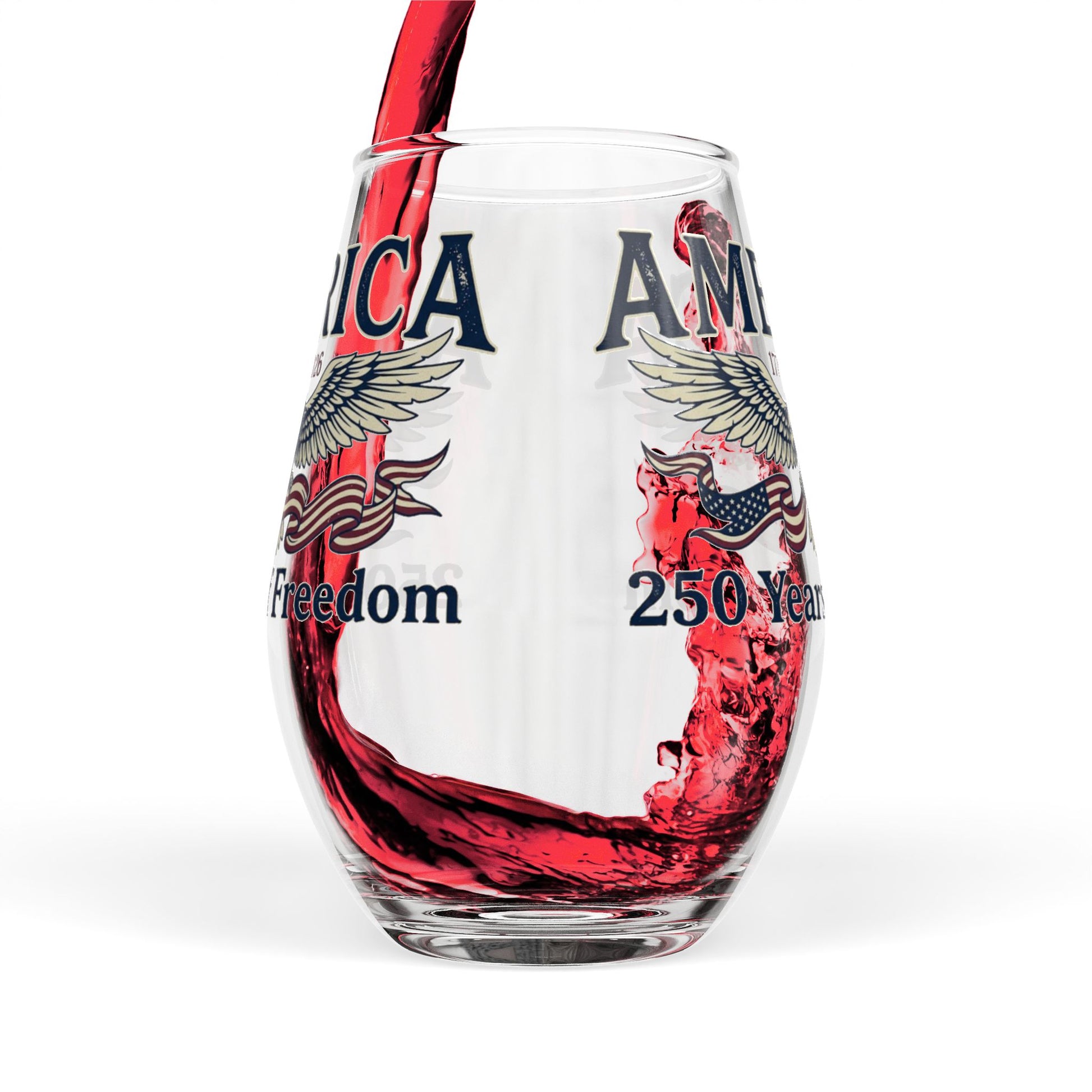 America 250 Years of Freedom Stemless Wine Glass – USA 250th ANNIVERSARY Celebration Wine Glass - Trending Novelties & Gifts