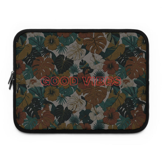 Good Vibes Tropical Laptop Sleeve — Summer Midnight Floral Protective Case - Trending Novelties & Gifts