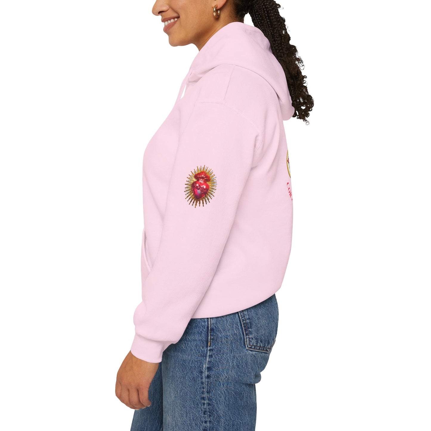 Sacred Heart Rose Hoodie — Spiritual Heart Graphic Sweatshirt (CT)