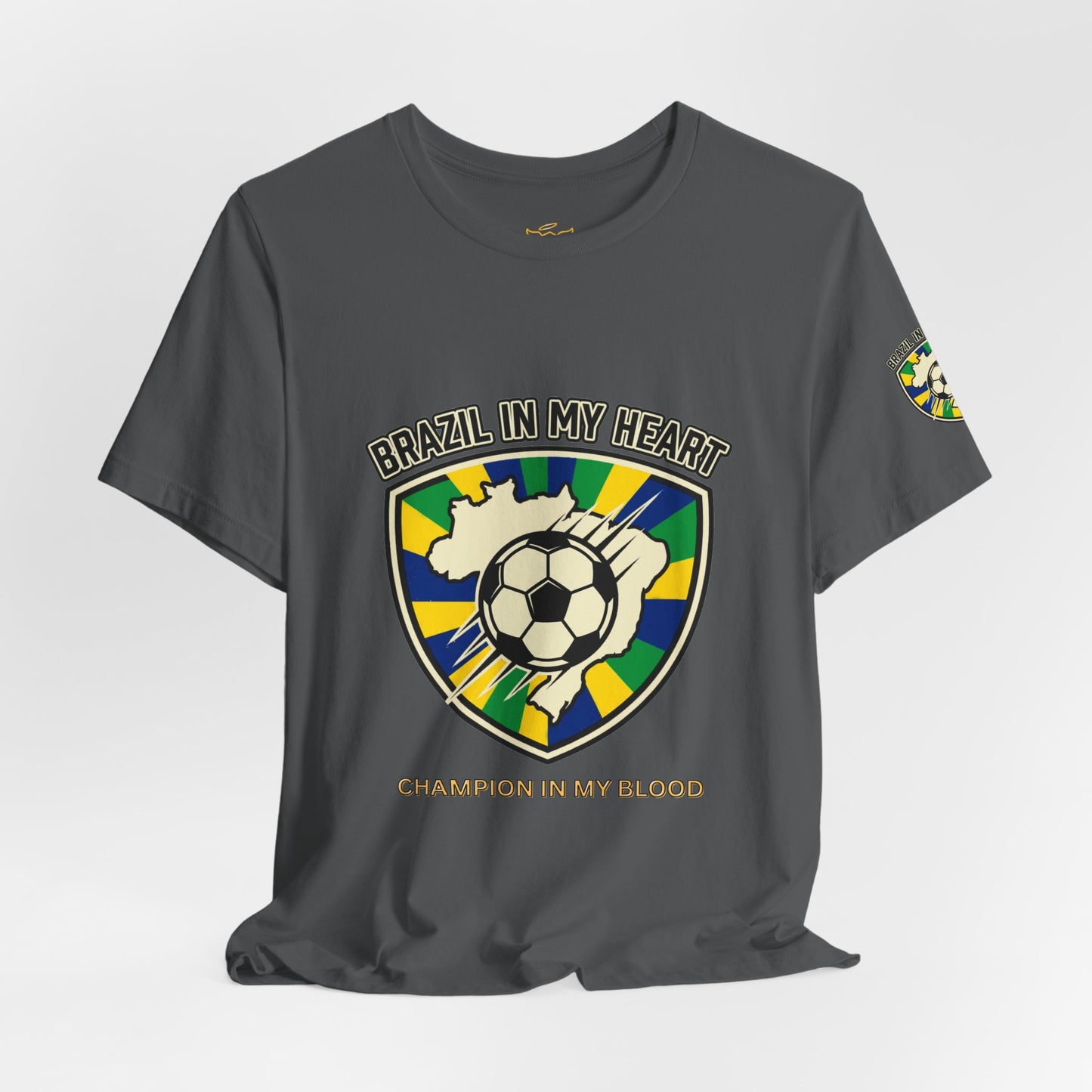 Brazil in My Heart Soccer Crest Tee | country pride, retro soccer - Trending Novelties & Gifts