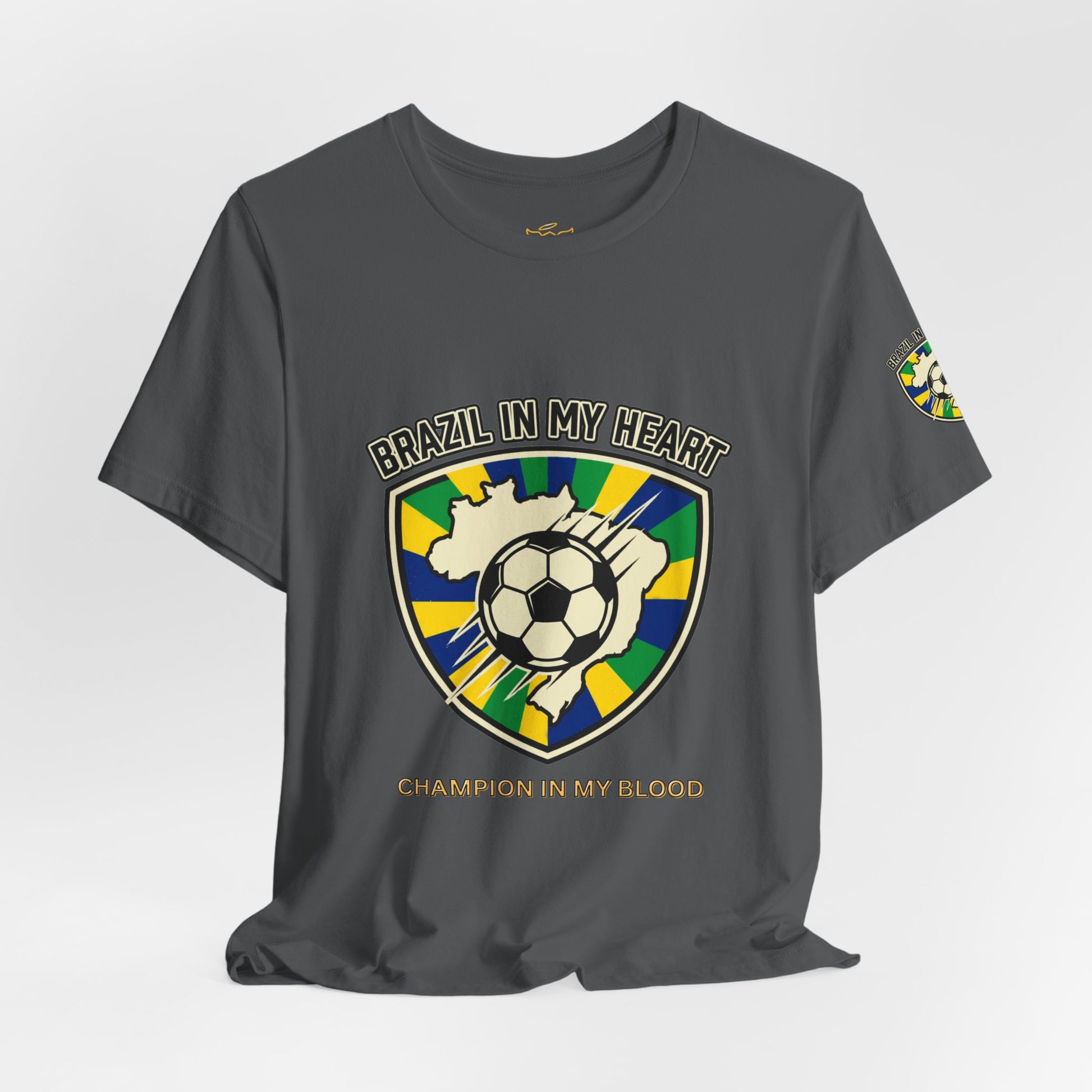 Brazil in My Heart Soccer Crest Tee | country pride, retro soccer - Trending Novelties & Gifts