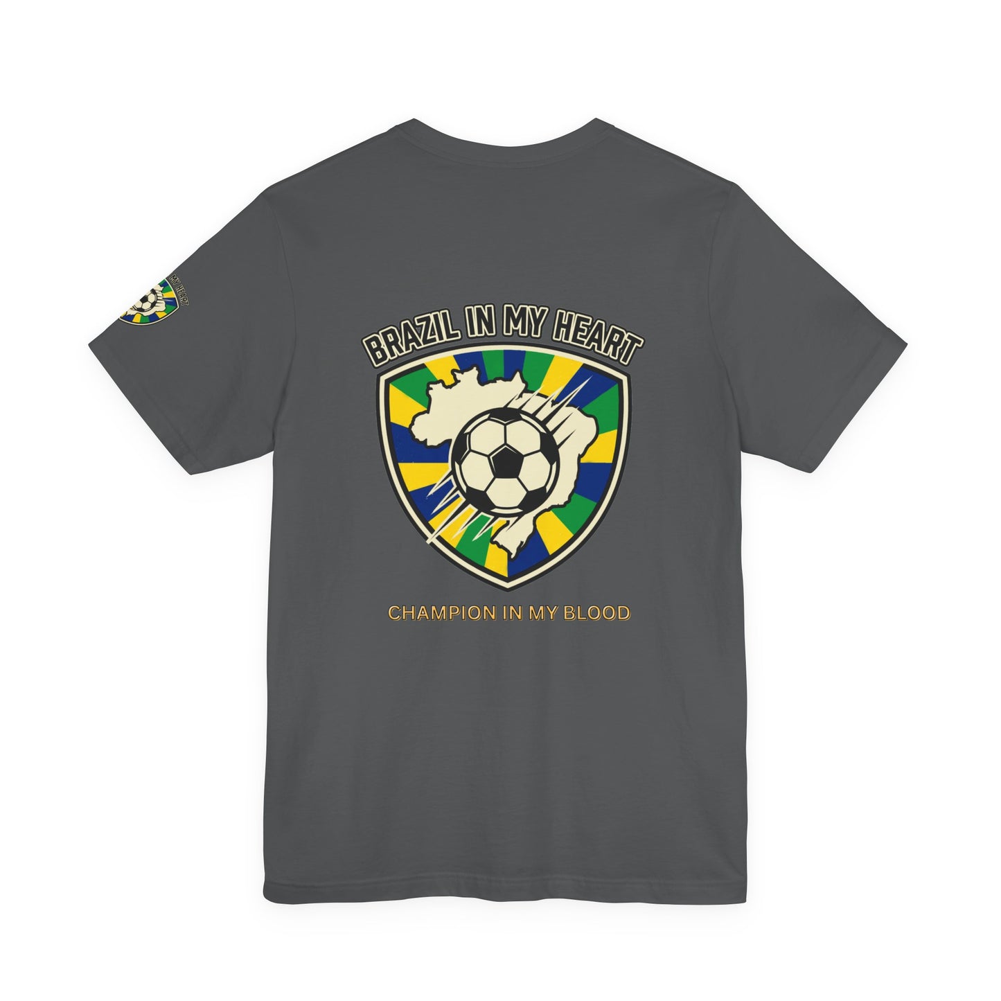 Brazil in My Heart Soccer Crest Tee | country pride, retro soccer - Trending Novelties & Gifts