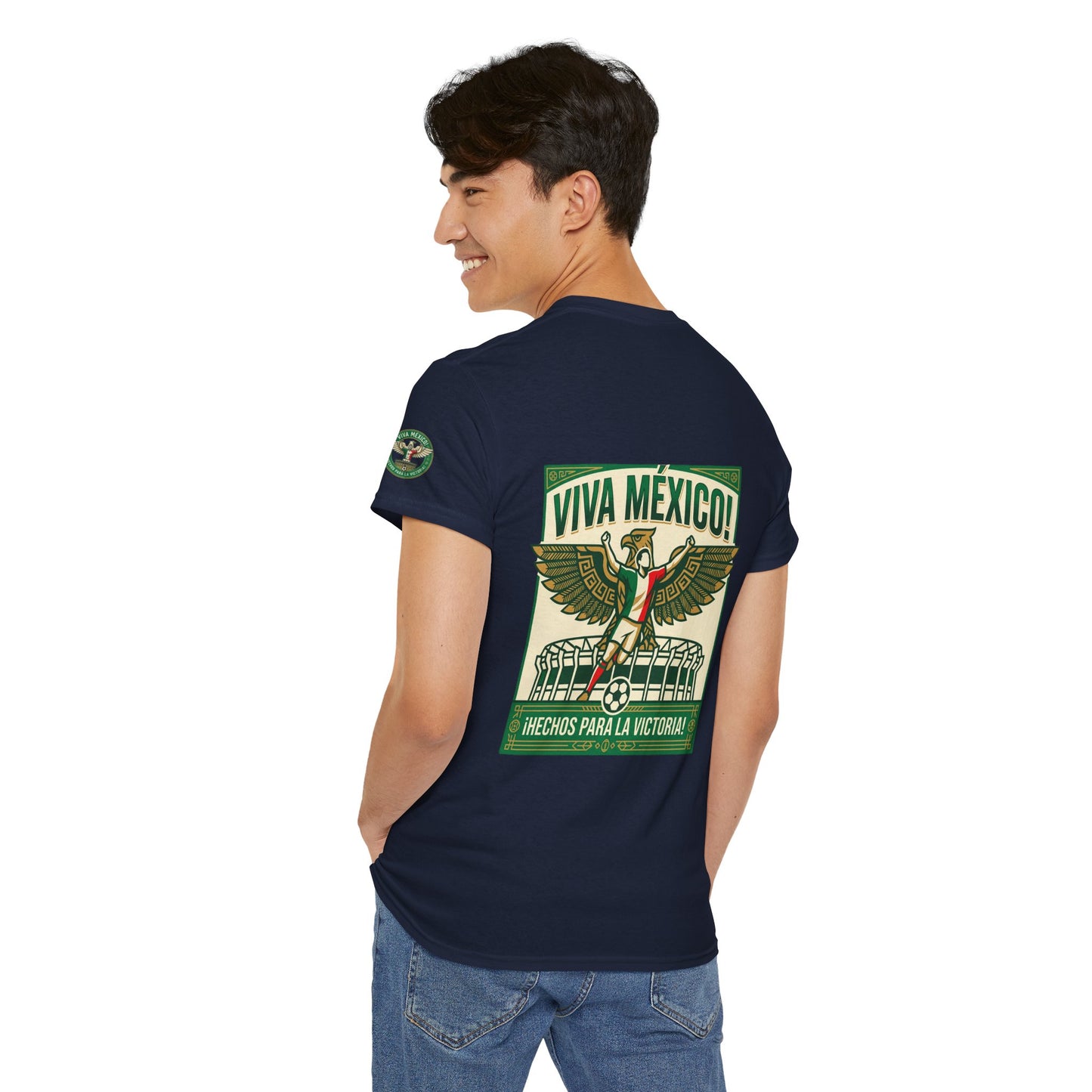 Viva México Soccer Tee — Patriotic Mexican Eagle Design (Hechos Para la Victoria)