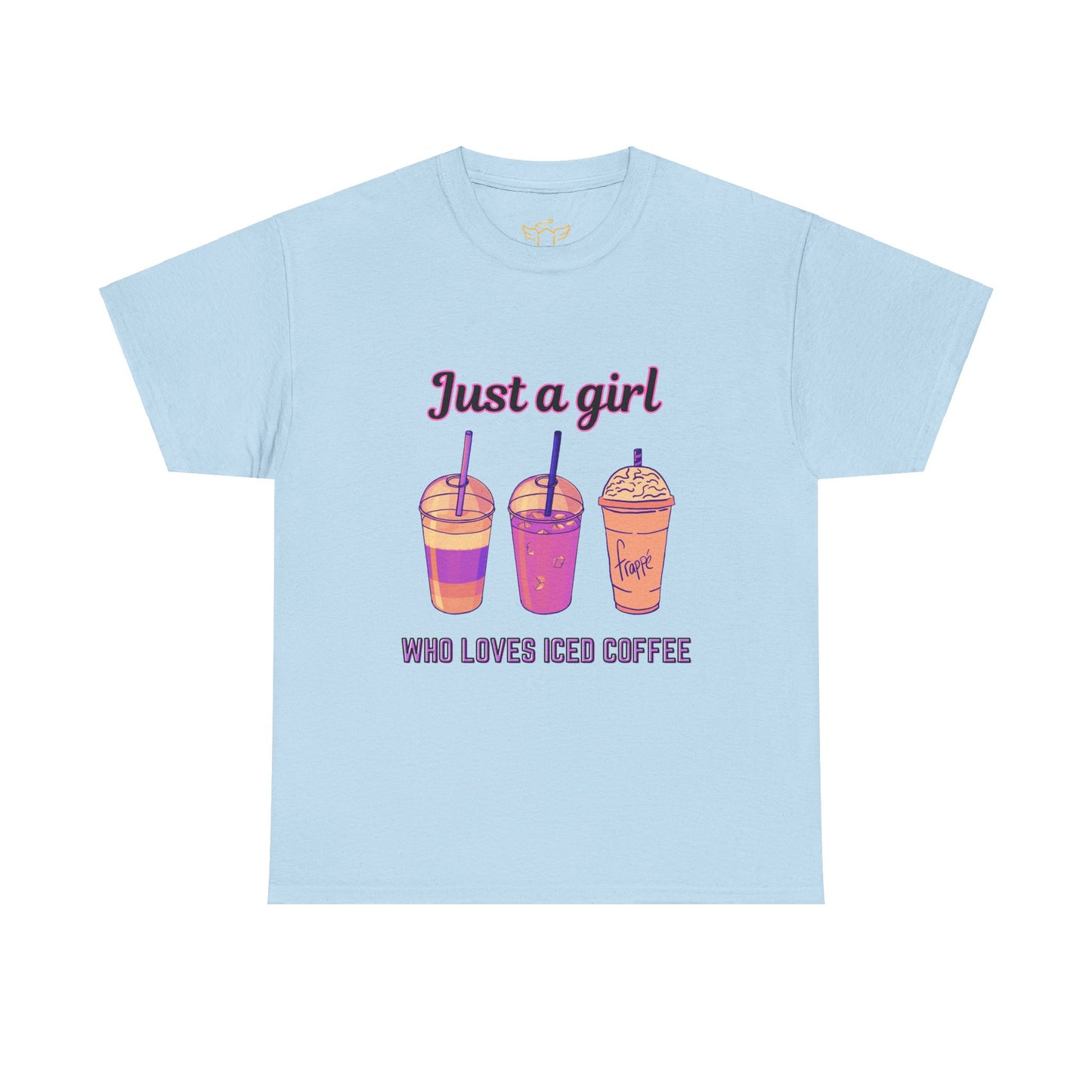 Coffee Lover Cotton Tee - Just a Girl Who Loves Iced Coffee