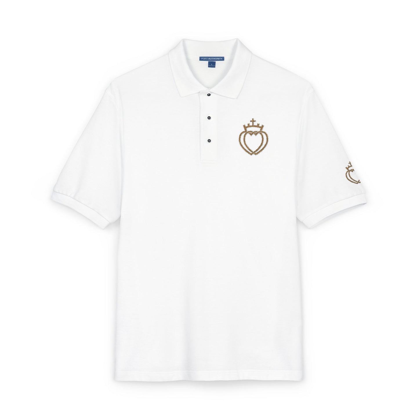 Catholic Tee - Traditional Catholic Men's Embroidered Two Hearts Polo Shirt   (CT)