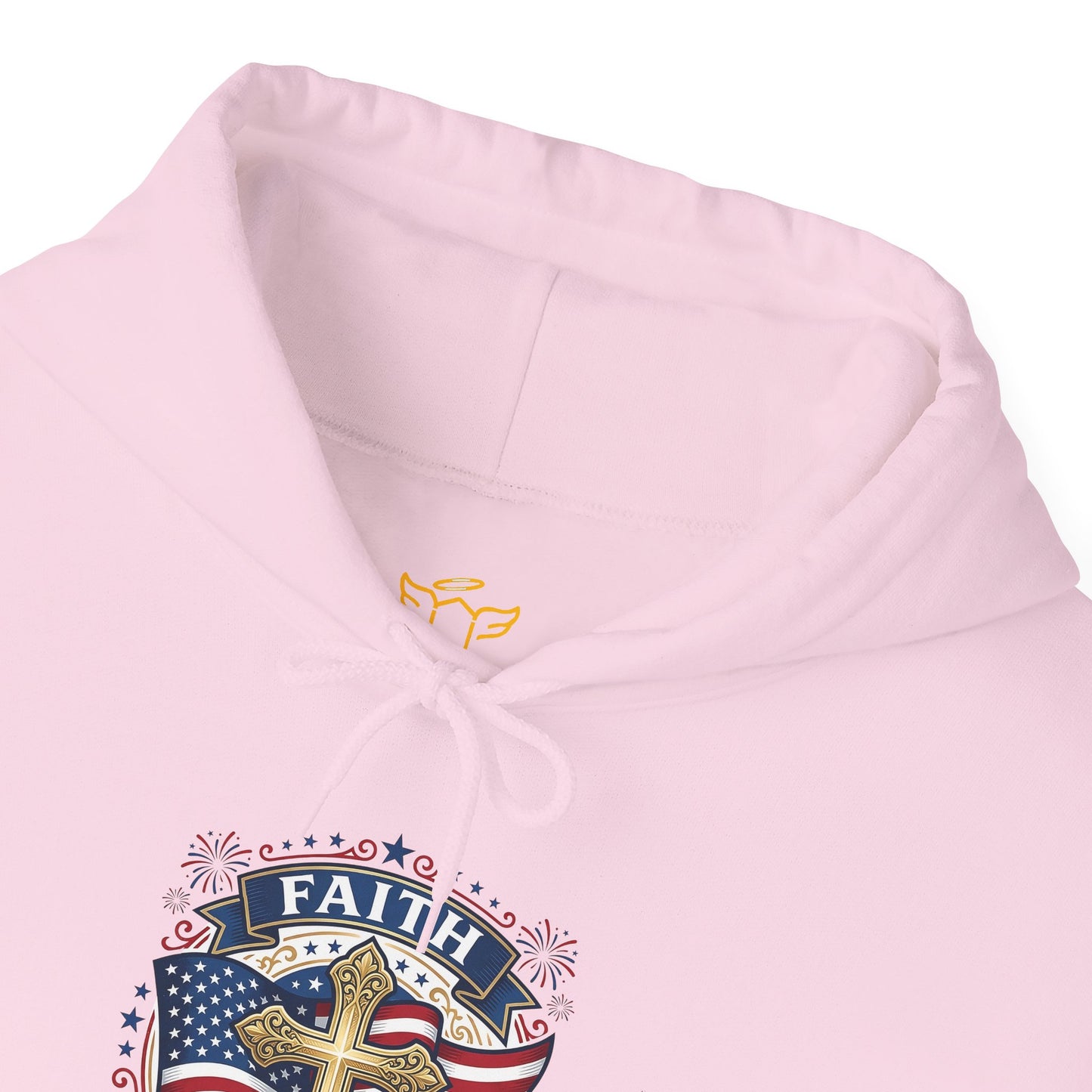 Faith, Family & Freedom Hoodie — Patriotic Cross American Flag Sweatshirt (USA 250th)