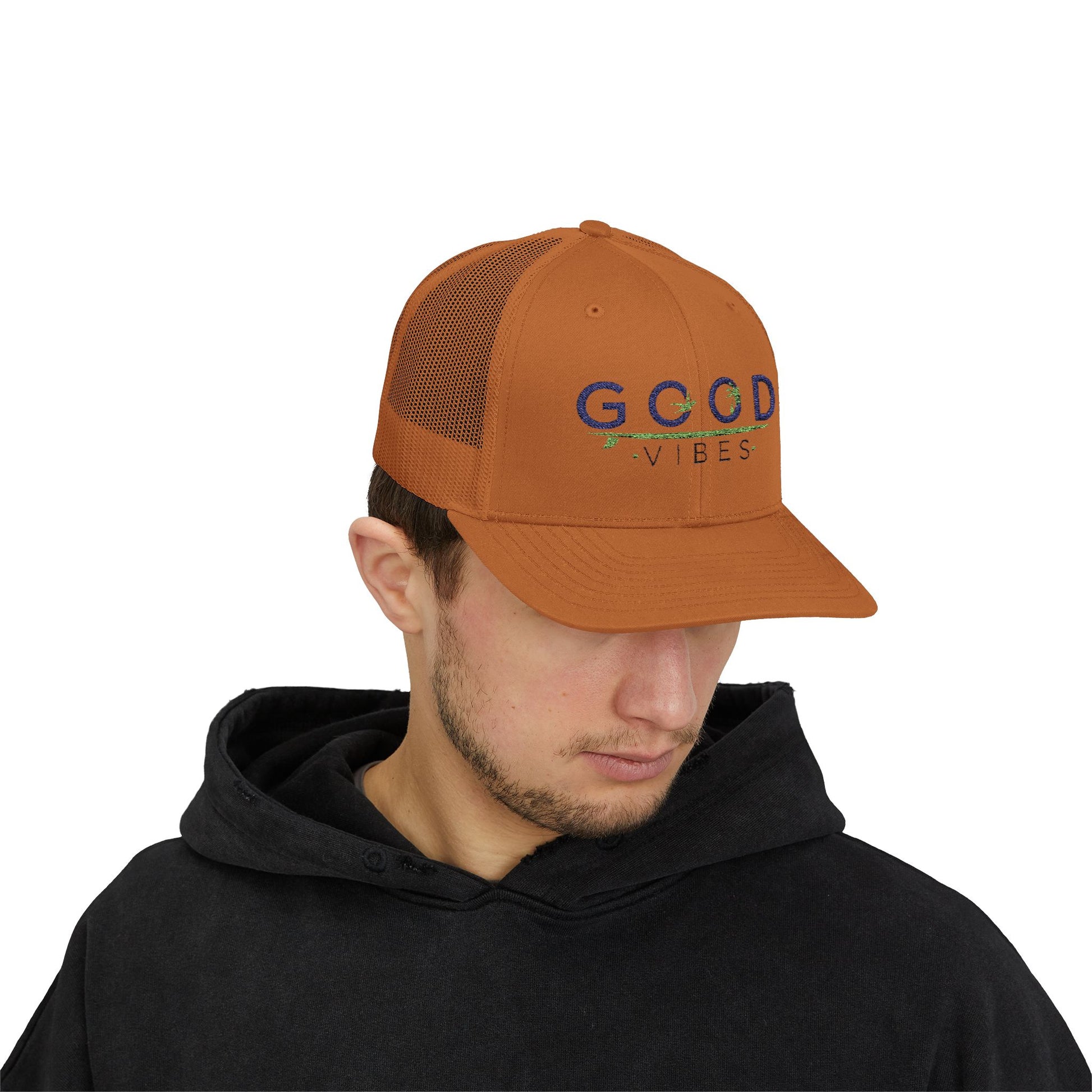 Good Vibes Trucker Cap - Summer Colorful Embroidered Snapback Cap - Trending Novelties & Gifts
