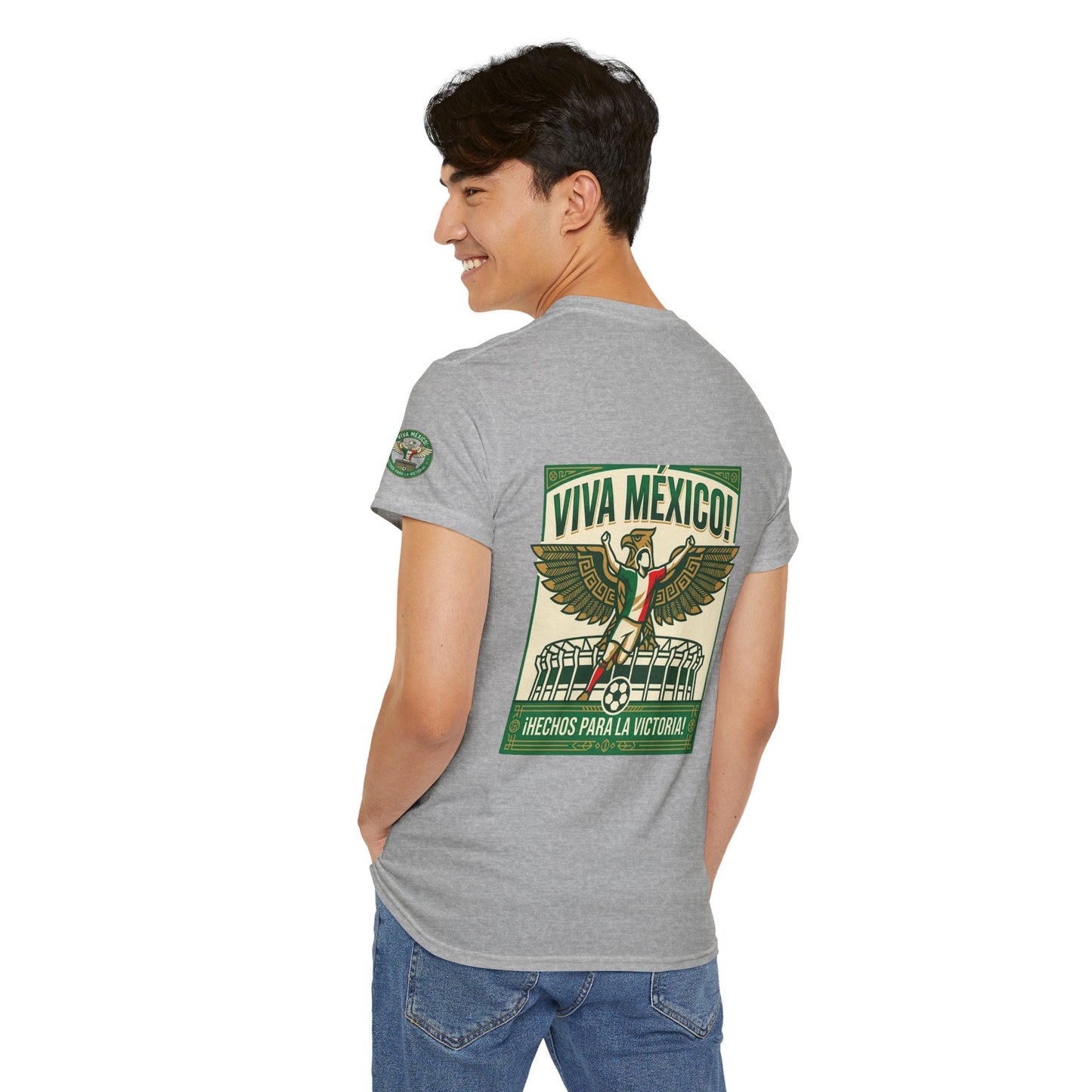 Viva México Soccer Tee — Patriotic Mexican Eagle Design (Hechos Para la Victoria)