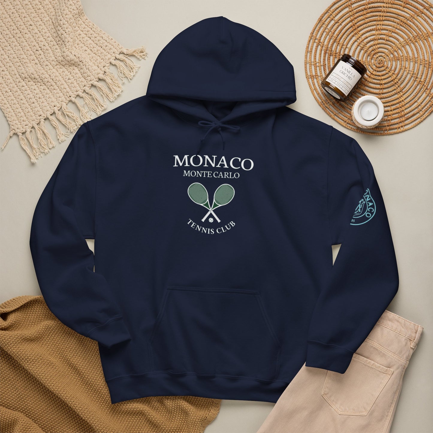 Monaco Monte Carlo Tennis Club Hoodie — Casual Sportswear for Players & Fans.