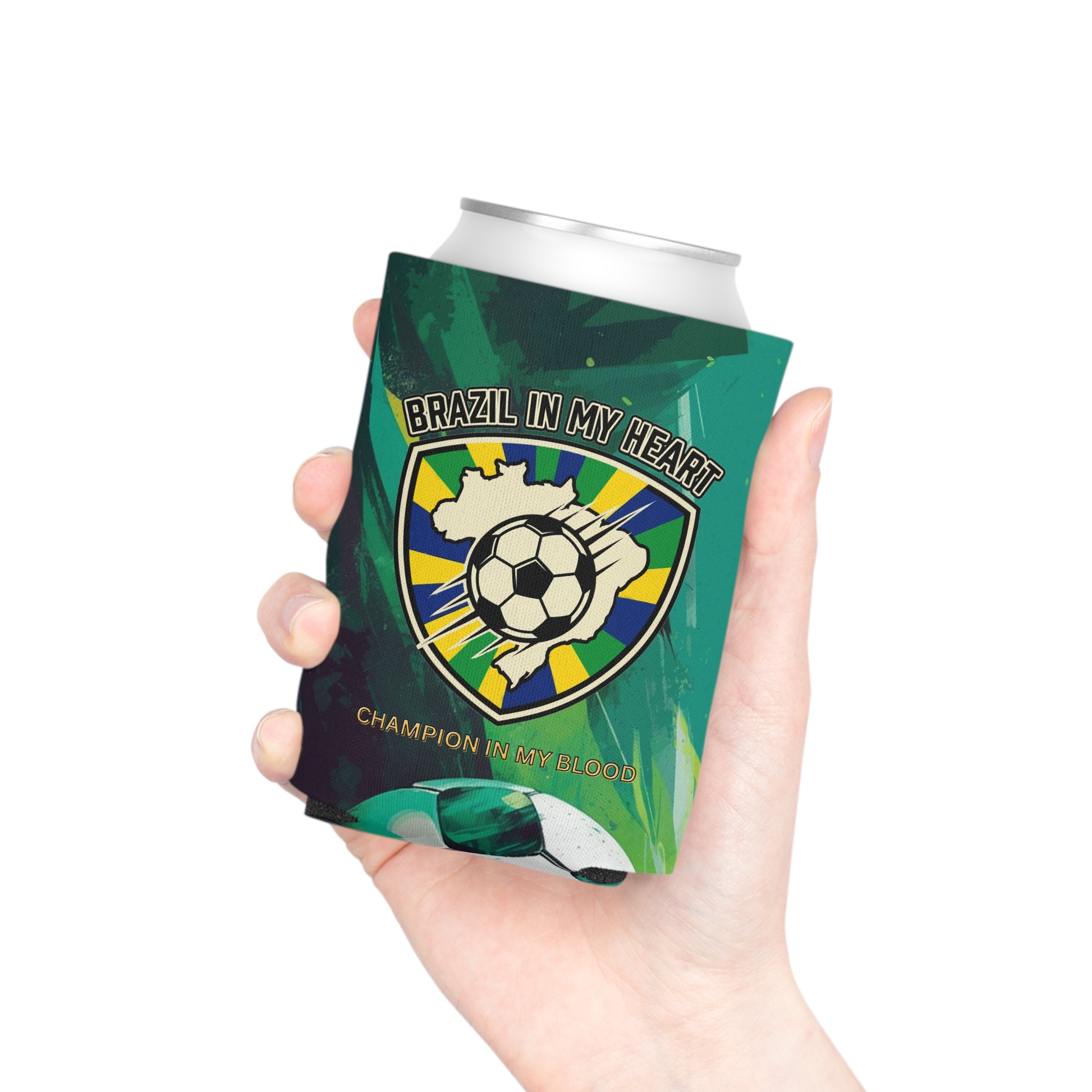 Brazil In My Heart Soccer Can Cooler - Trending Novelties & Gifts