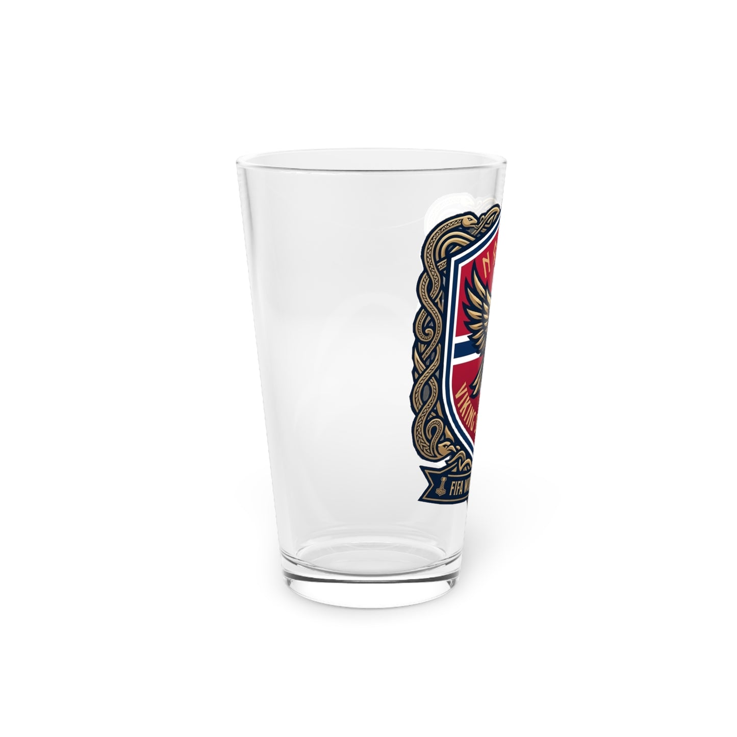 Viking Soccer Fans 16oz Pint Glass — FIFA World Cup 2026 Norway Crest
