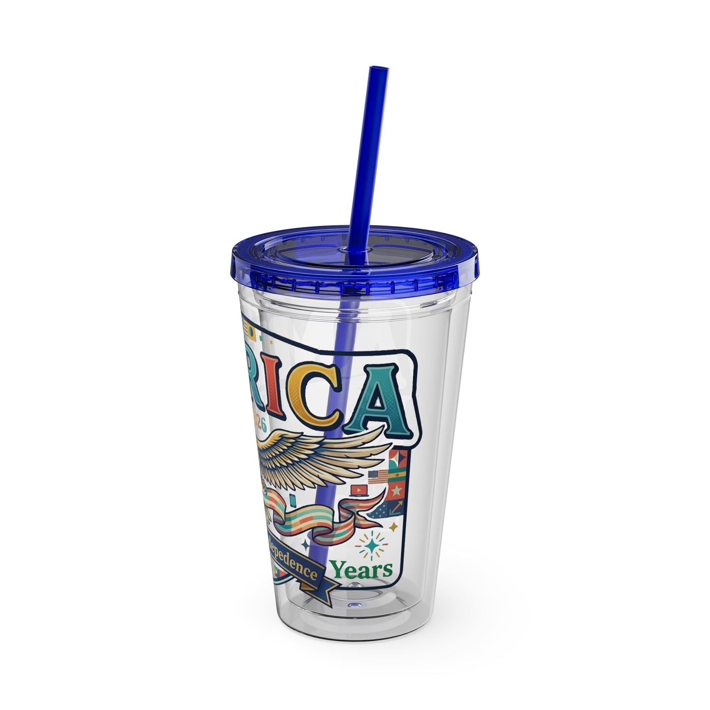 America 250 Years Eagle Tumbler with Straw |  USA 250th ANNIVERSARY Commemorative Drink Cup - Trending Novelties & Gifts