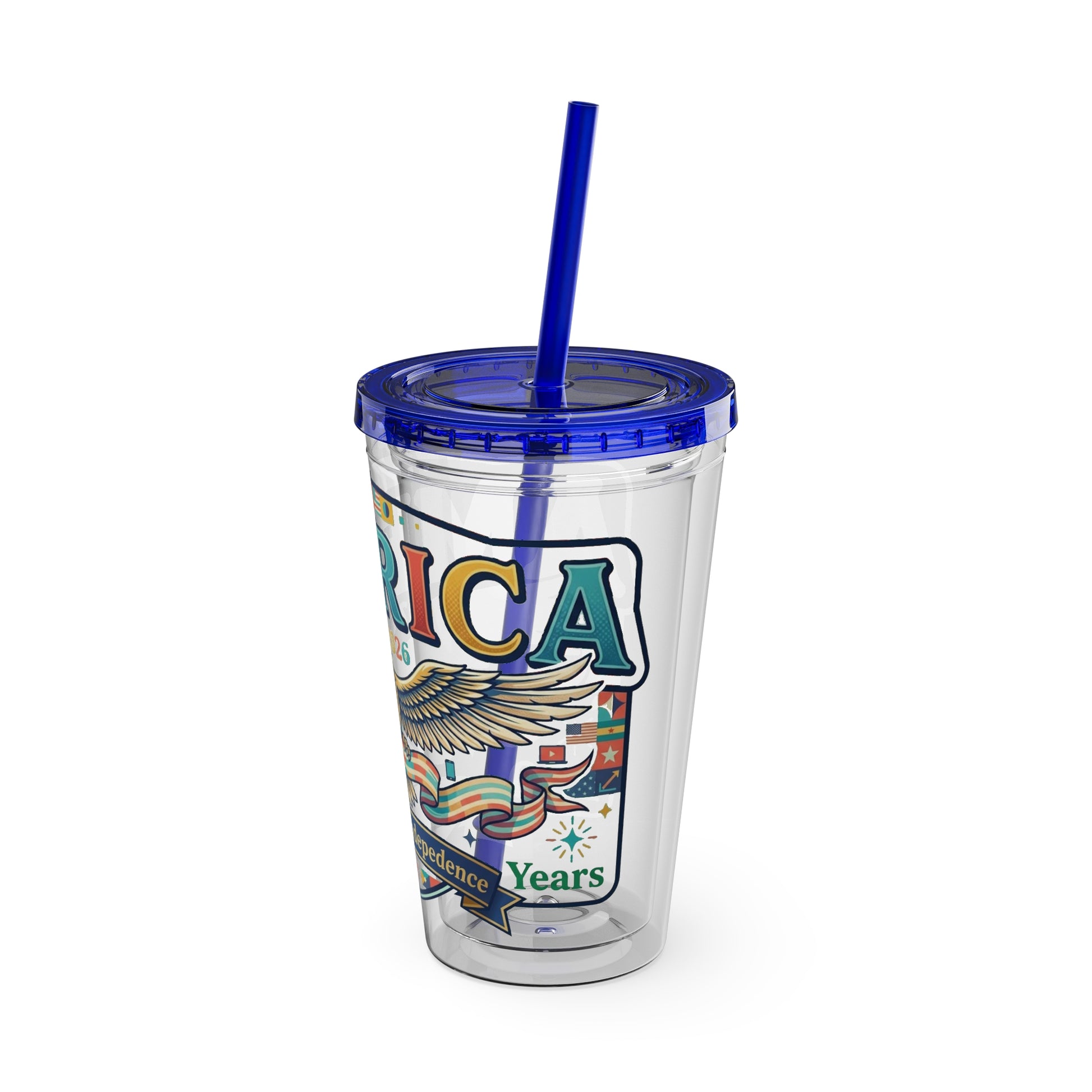 America 250 Years Eagle Tumbler with Straw |  USA 250th ANNIVERSARY Commemorative Drink Cup - Trending Novelties & Gifts