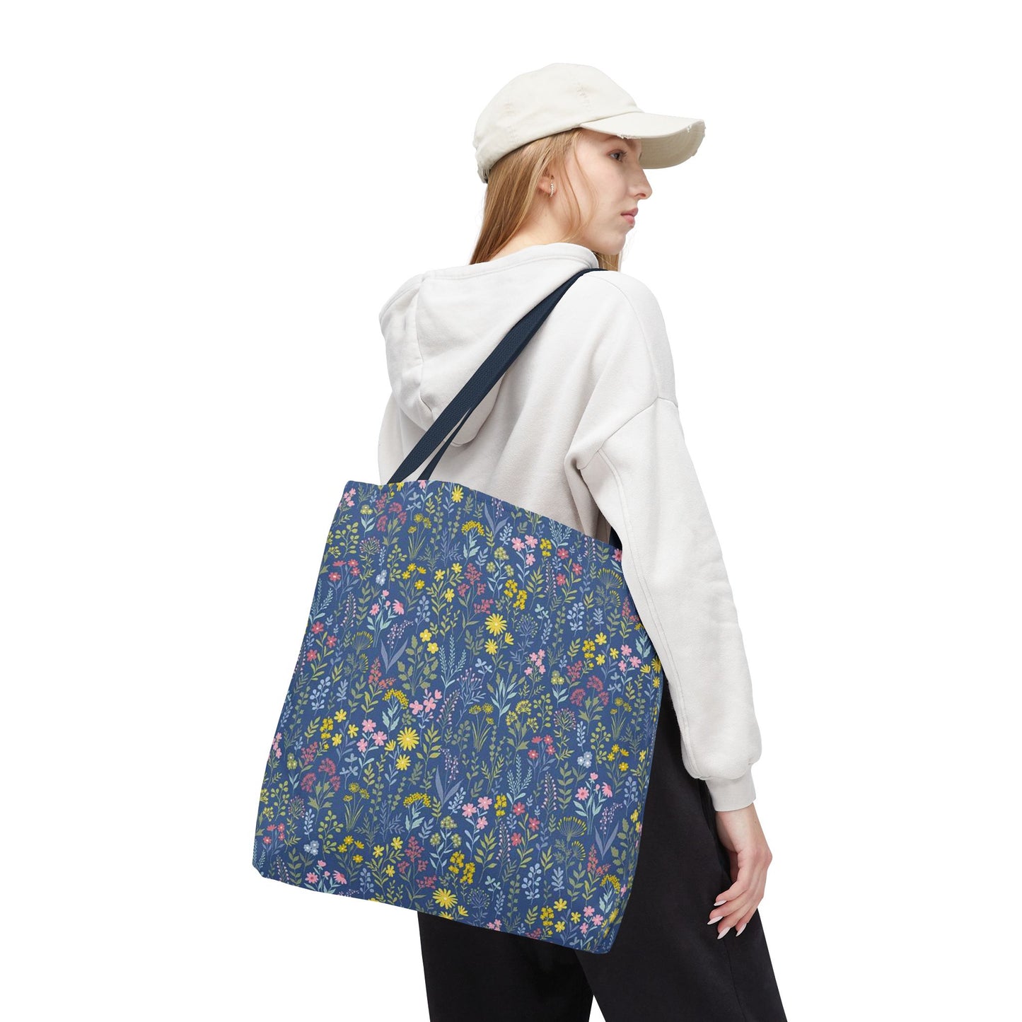 Wildflower Meadow Tote Bag — Blue Floral All-Over Print Eco Tote (summer)