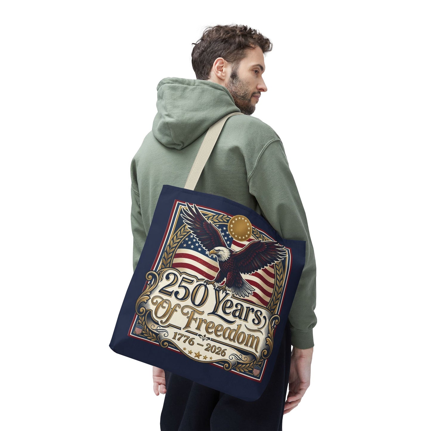 250 Years of Freedom Tote Bag — USA 250th ANNIVERSARY Eagle American Flag Tote Bag - Trending Novelties & Gifts