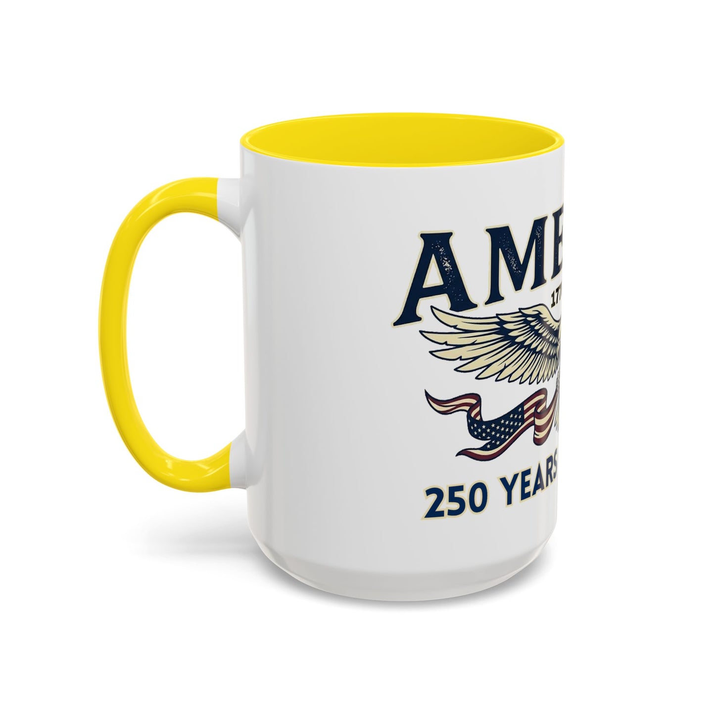 USA 250th ANNIVERSARY Accent Mug  | America  Eagle Coffee Mug — 250 Years of Freedom Accent Mug (11/15oz) - Trending Novelties & Gifts