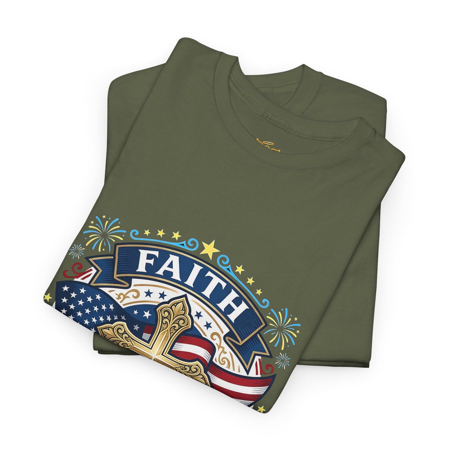 Faith, Family & Freedom T-Shirt — American Flag Cross Patriotic Tee (USA 250th)