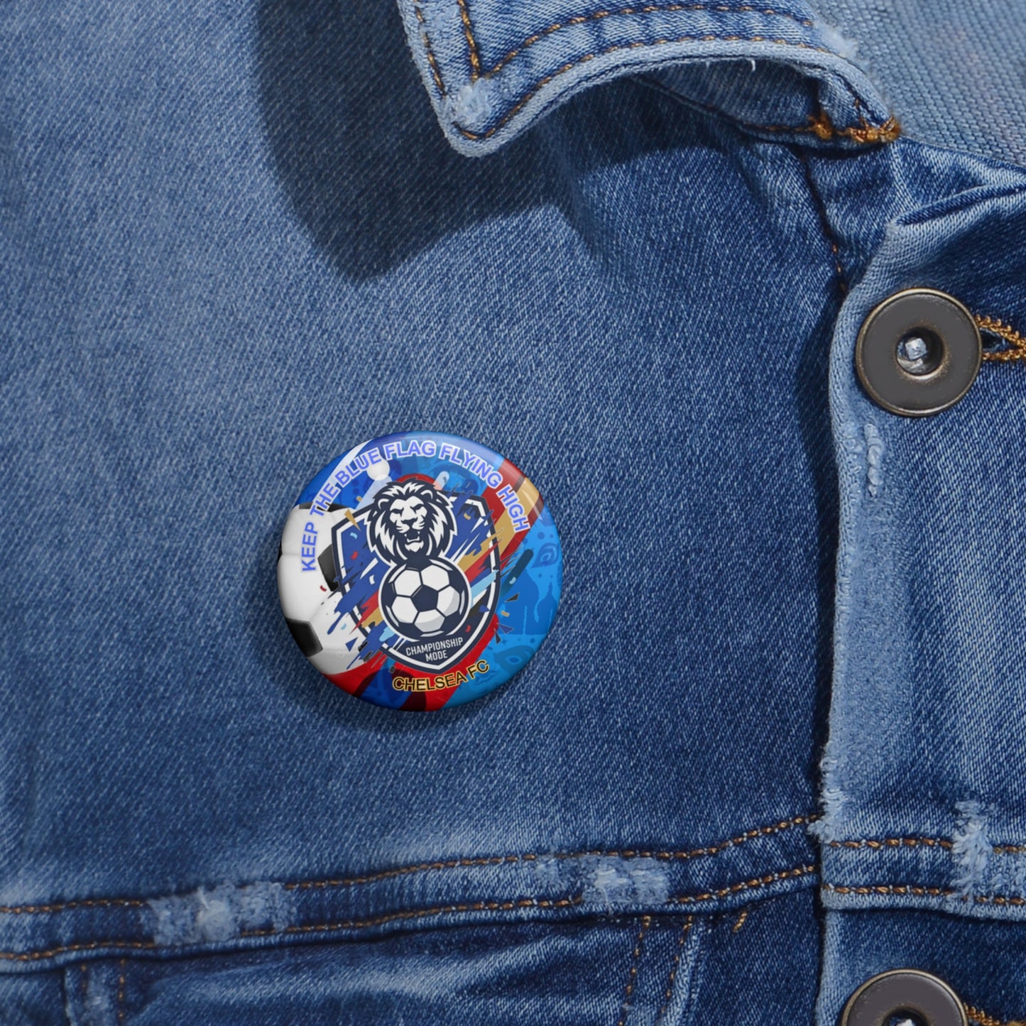 Soccer Lion Pin Button — Keep The Blue Flag Flying High Chelsea FC Fan Badge - Trending Novelties & Gifts