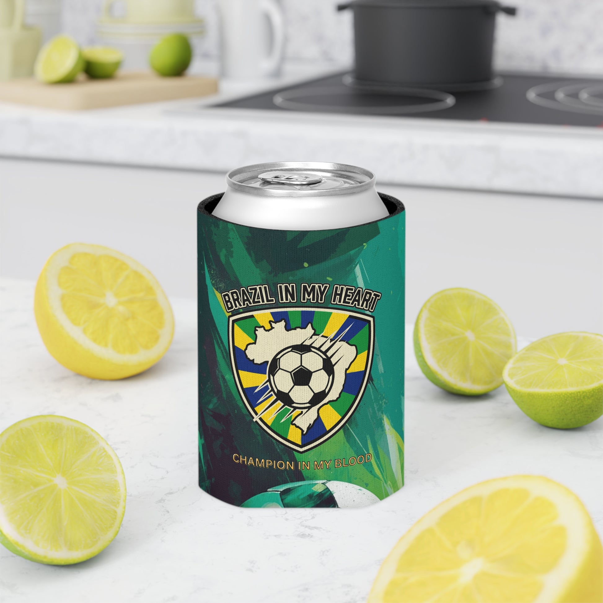 Brazil In My Heart Soccer Can Cooler - Trending Novelties & Gifts