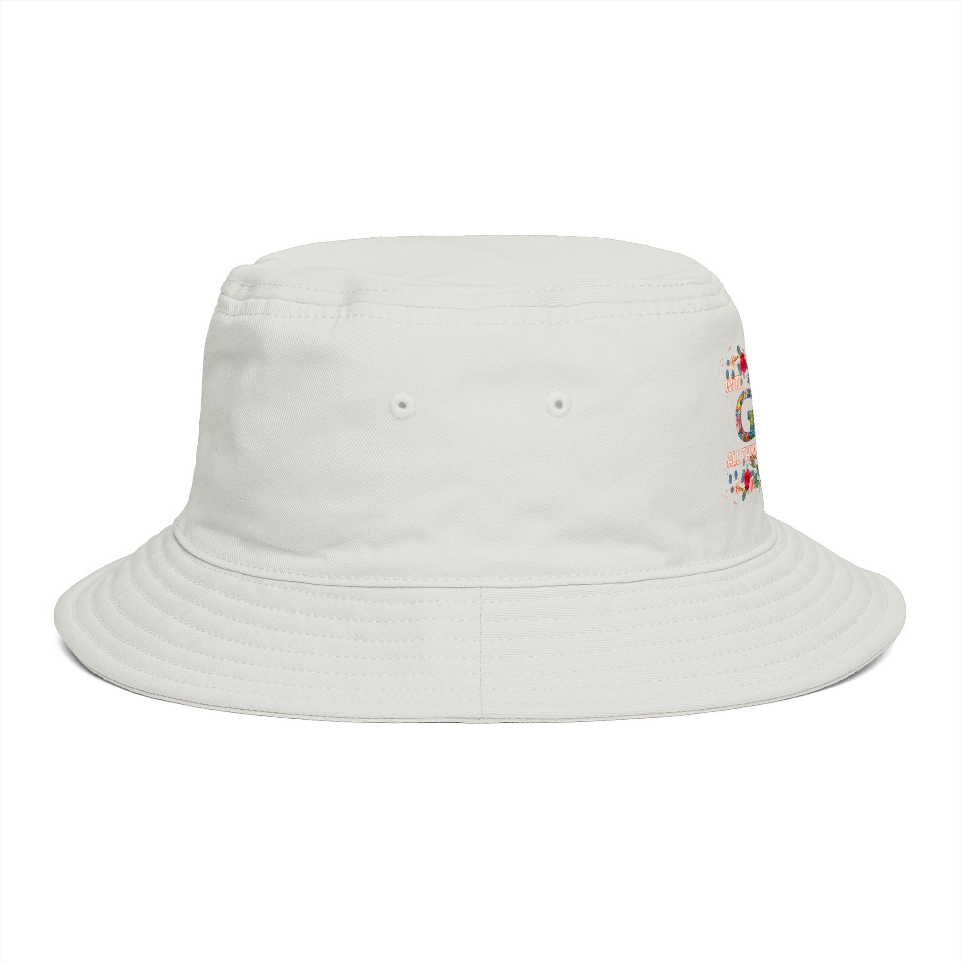 Floral Bucket Hat - With GOD all things are possible. Summer Hat - Trending Novelties & Gifts