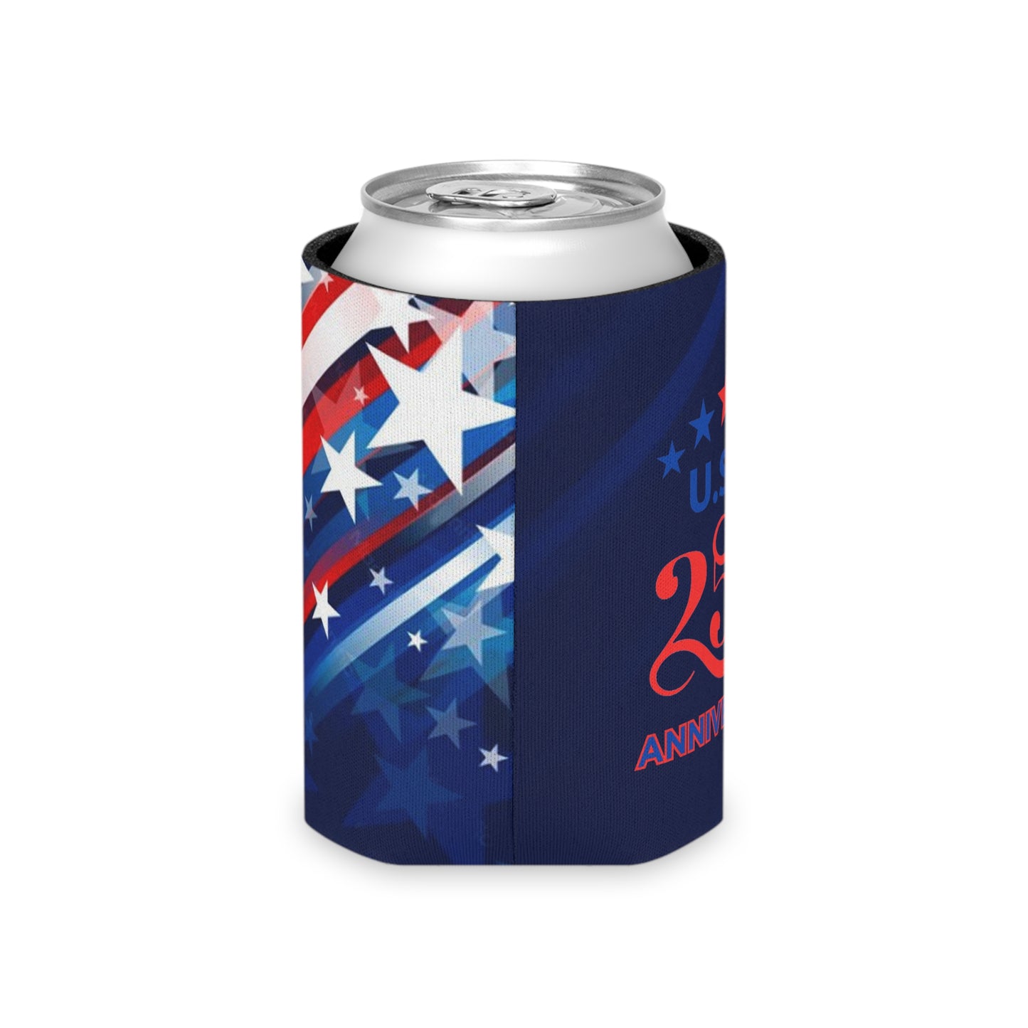 USA 250th ANNIVERSARY Can Cooler — Patriotic Red & Blue Koozie - Trending Novelties & Gifts